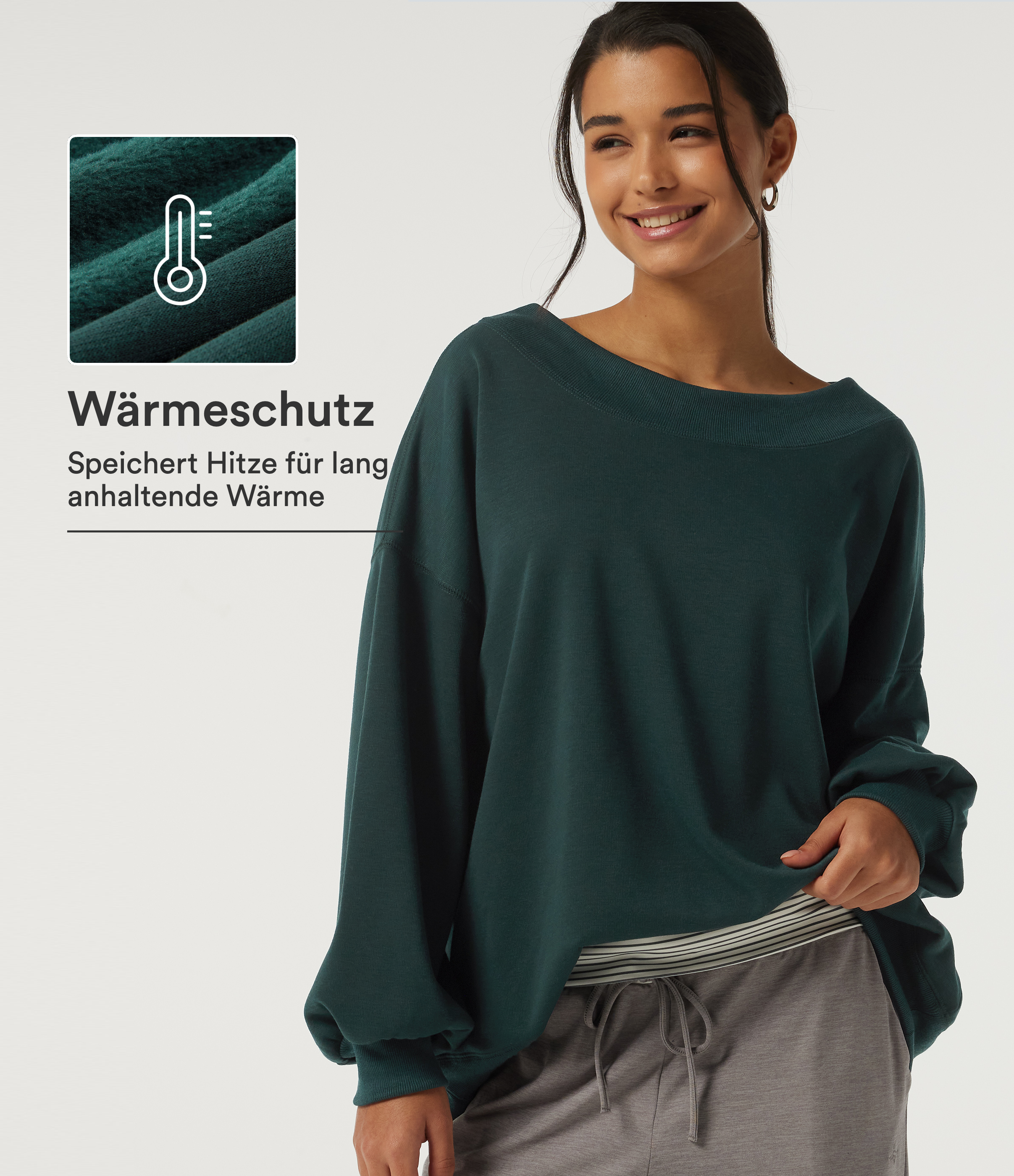 Lässiges Fleece-Sweatshirt mit Rundhalsausschnitt und langen Ärmeln