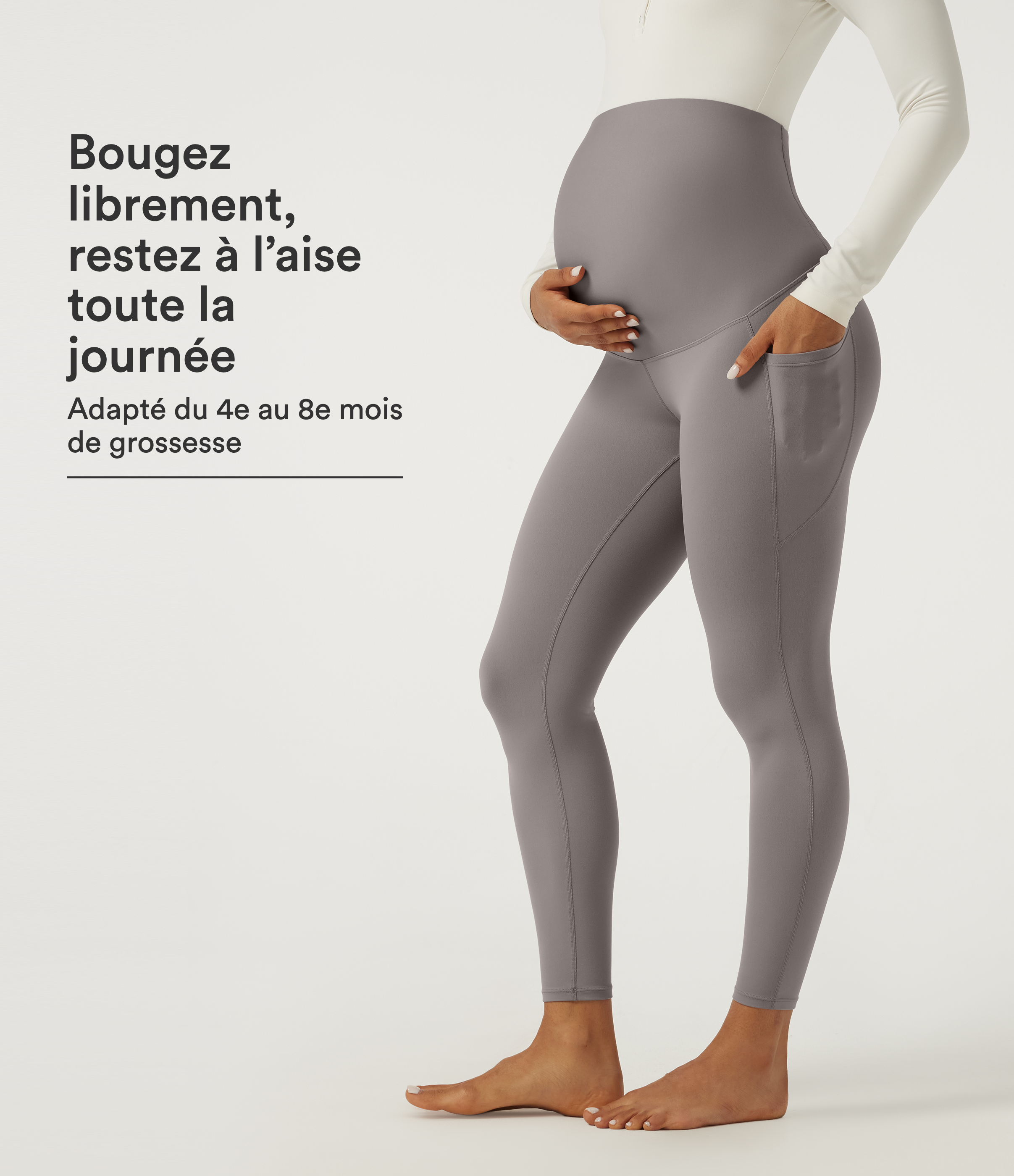 Legging de yoga de grossesse 7/8 SoftlyZero™ skinny à taille très haute avec poches