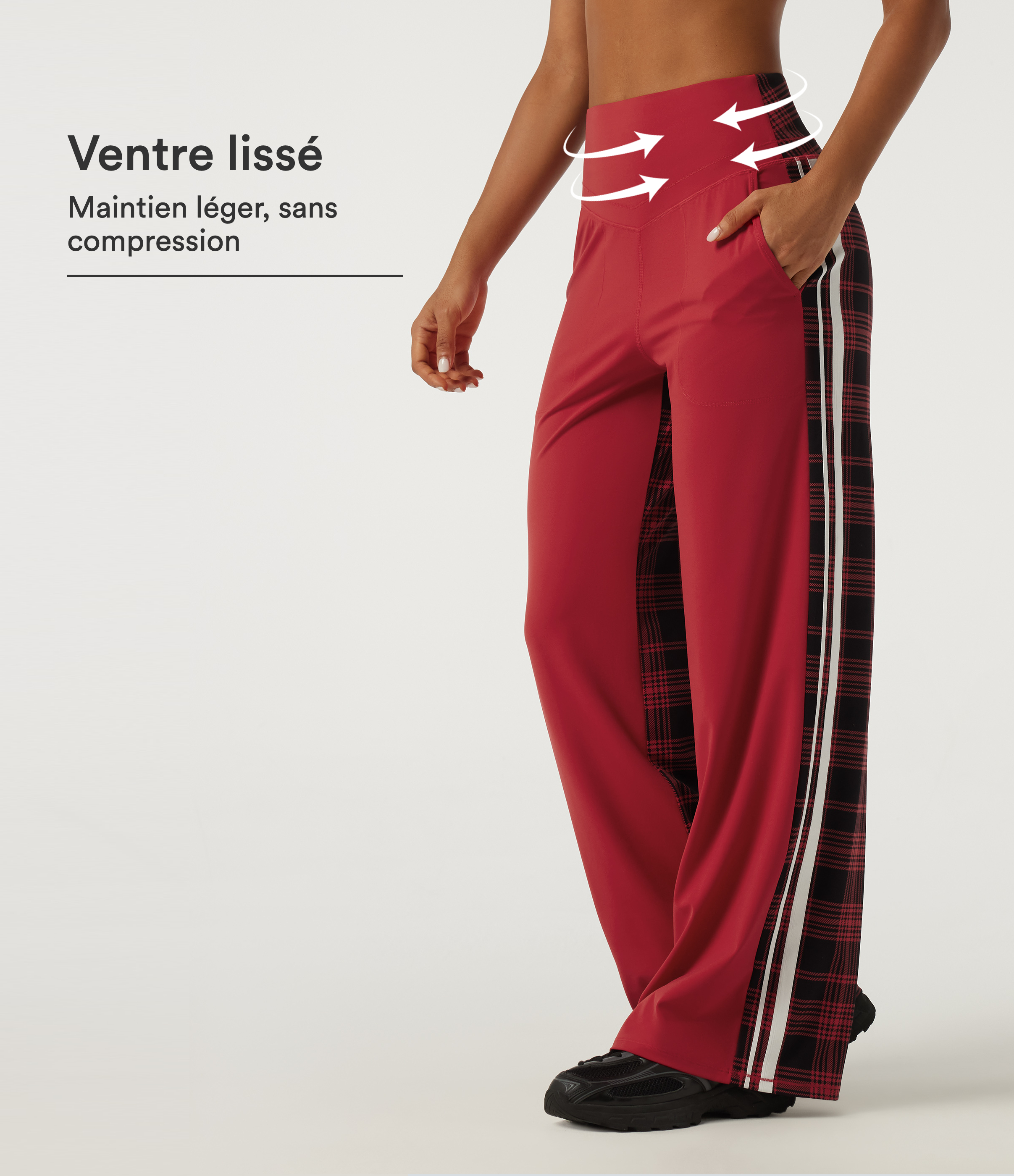 Pantalon de yoga droit Halara UltraSculpt™ taille haute gainante à carreaux avec poches