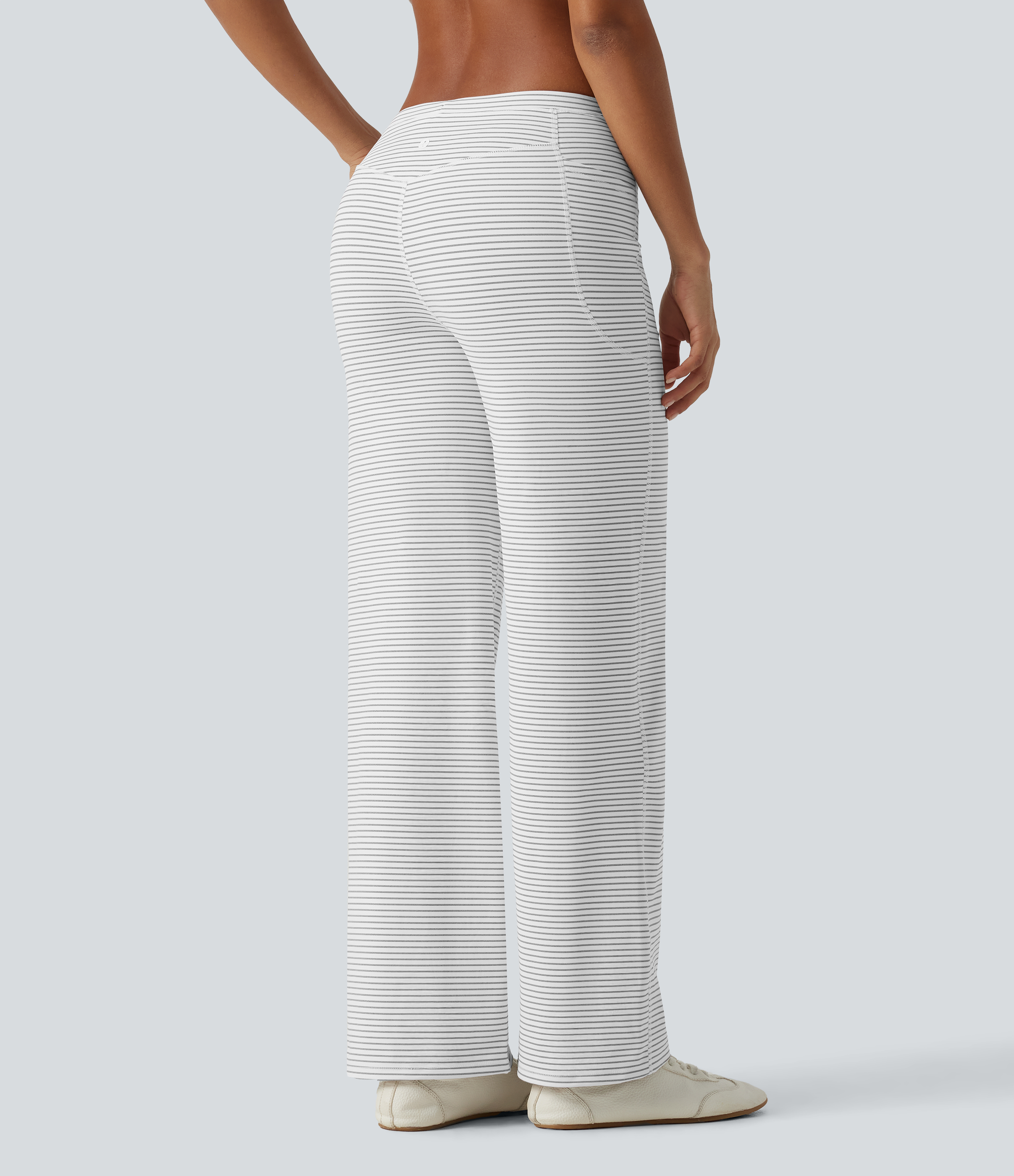 Zebra Ripple Low Rise Drawstring Straight Leg Stripe Yoga Pants with Pockets / 2
