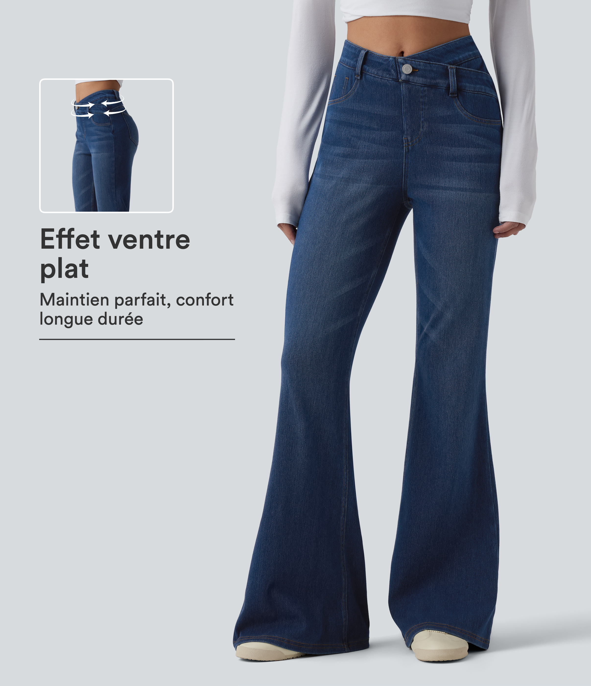 Jean Halara Flex™ taille haute croisé gainant bootcut décontracté avec poches