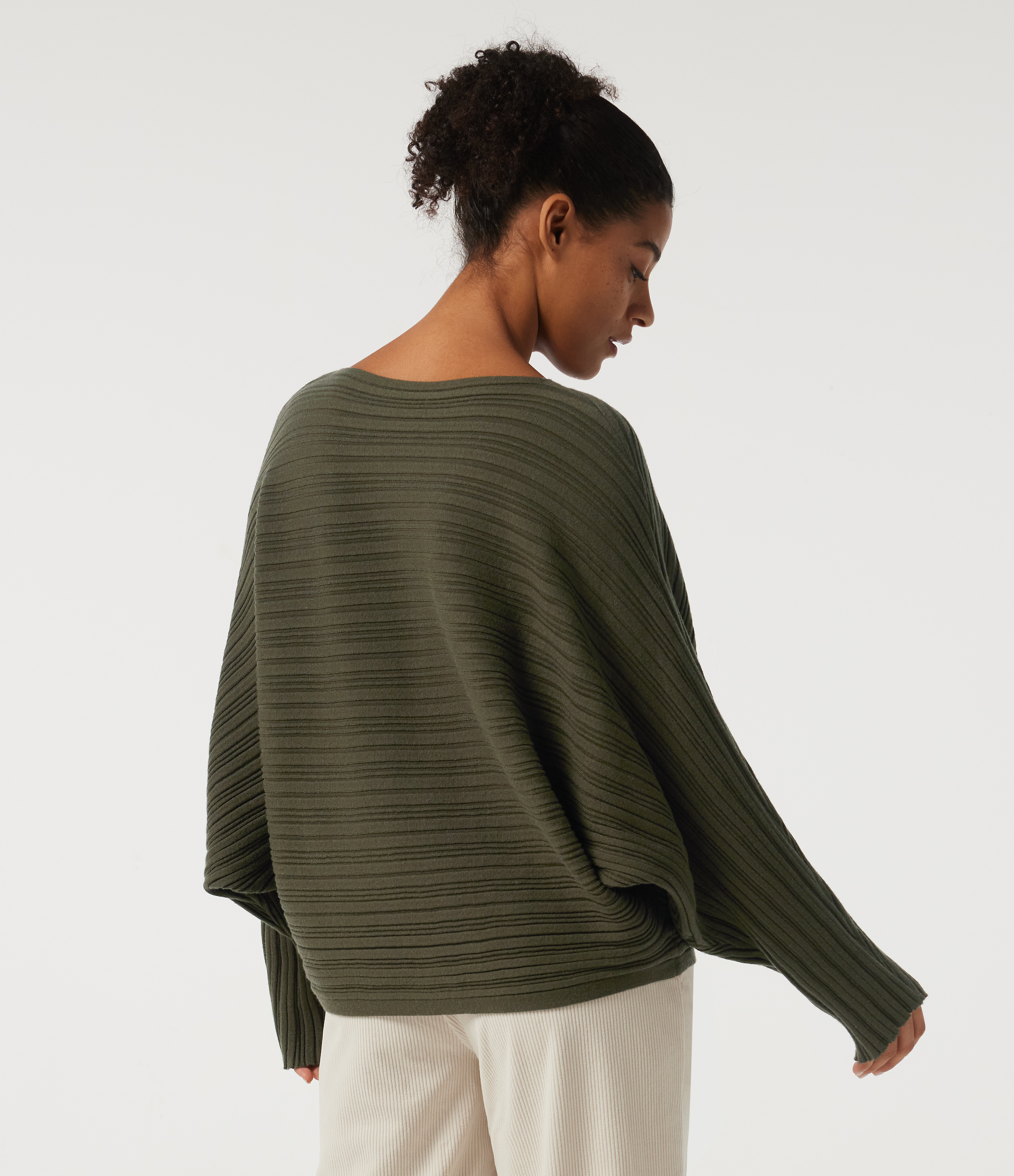 Winter Moss Boat Neck Batwing Long Sleeve Work Sweater / 2