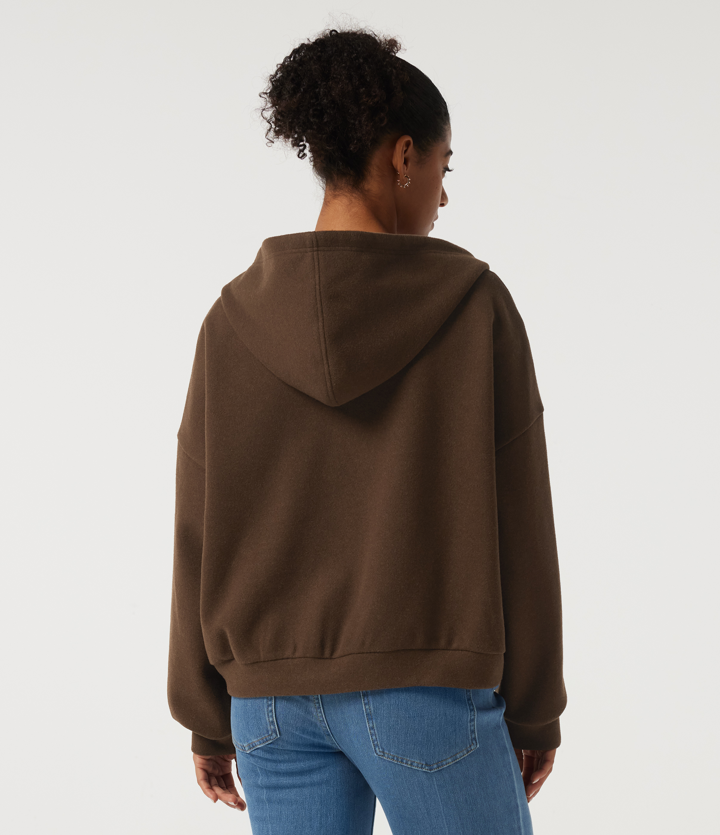 Chestnut Manteau en polaire à capuche et manches longues avec poches / 2