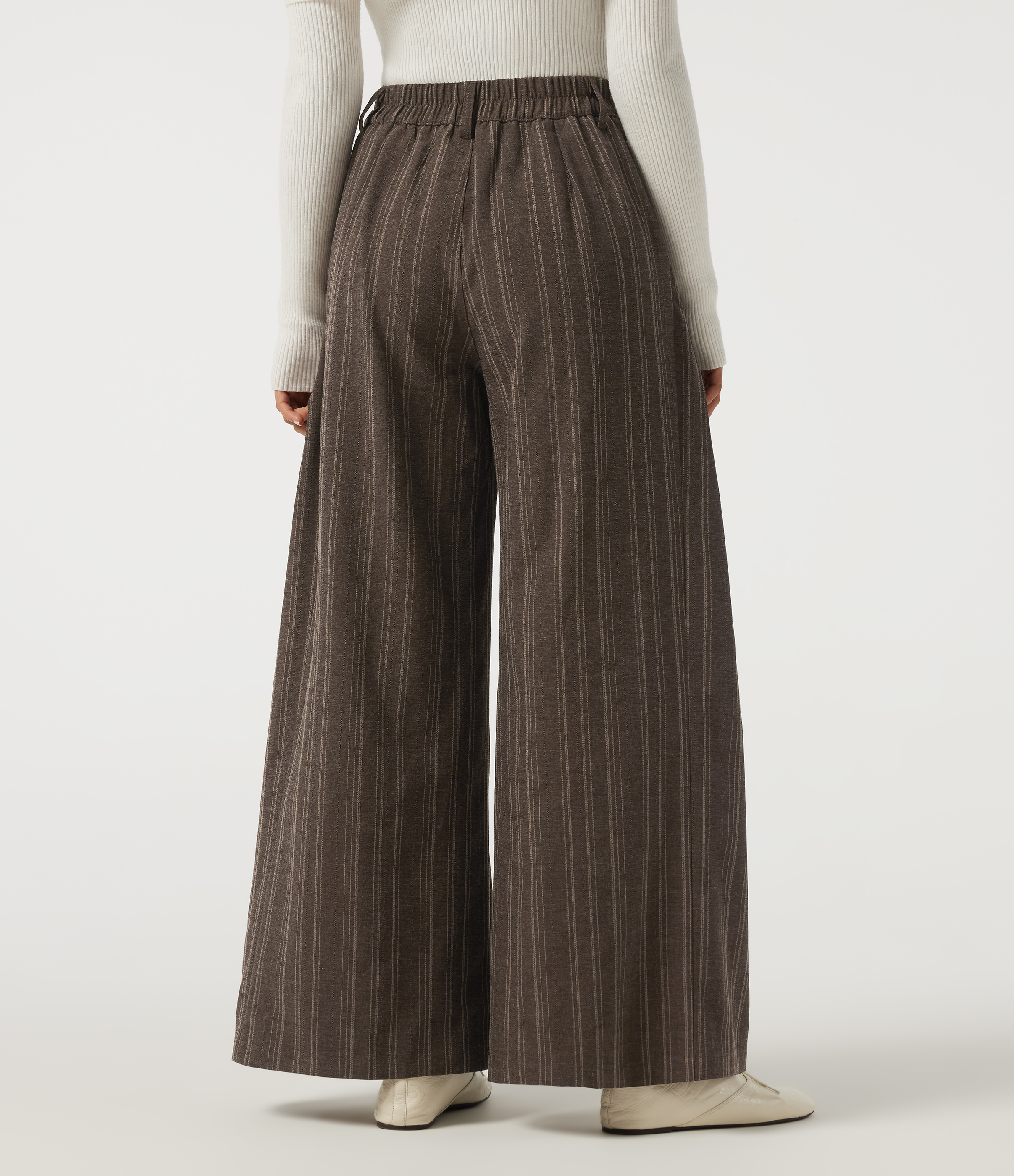 Willow Brown High Waisted Straight Leg Stripe Work Pants with Pockets / 2
