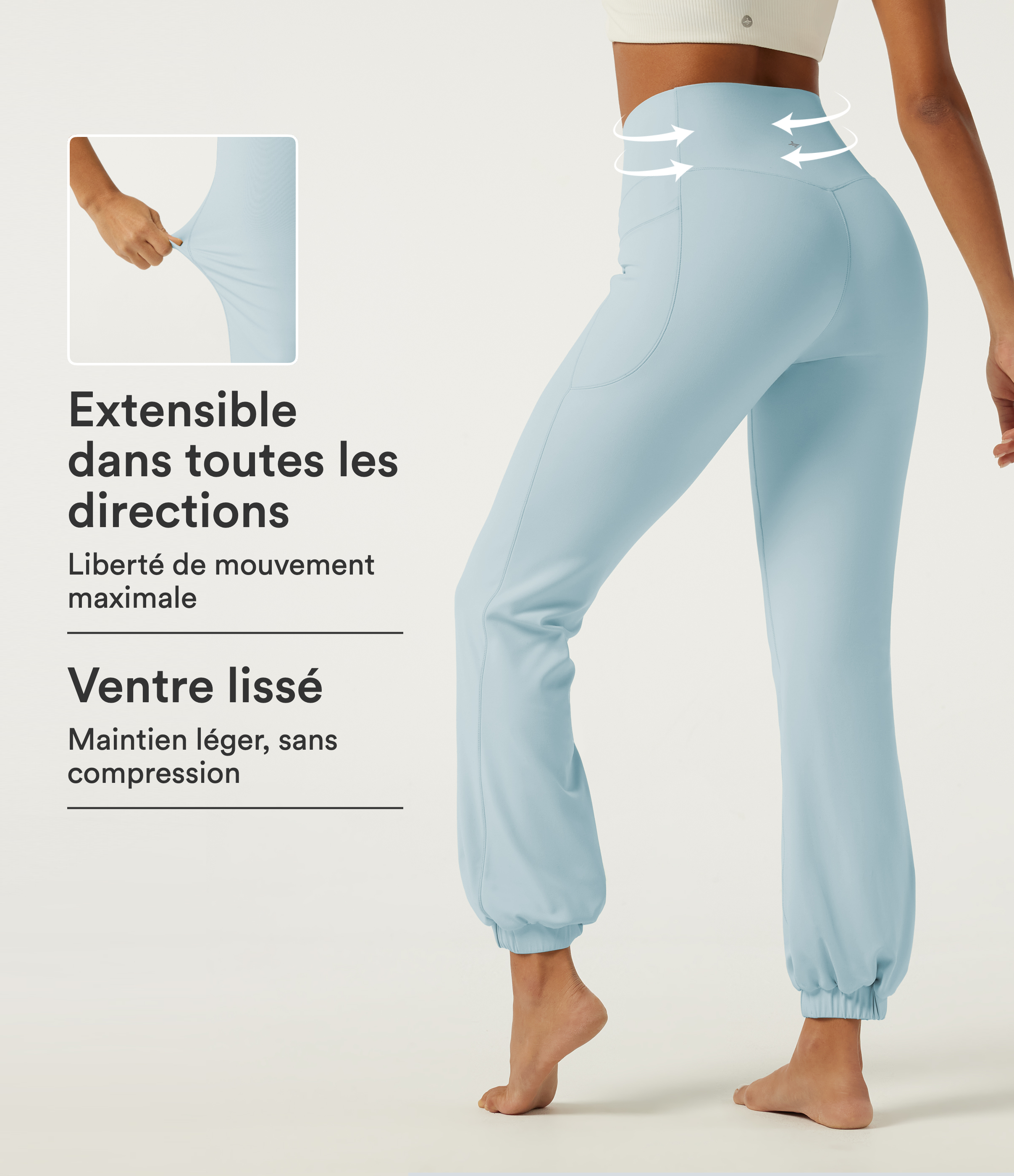 Baby Blue Jogging de danse SoftlyZero™ taille haute gainante avec poches / 1