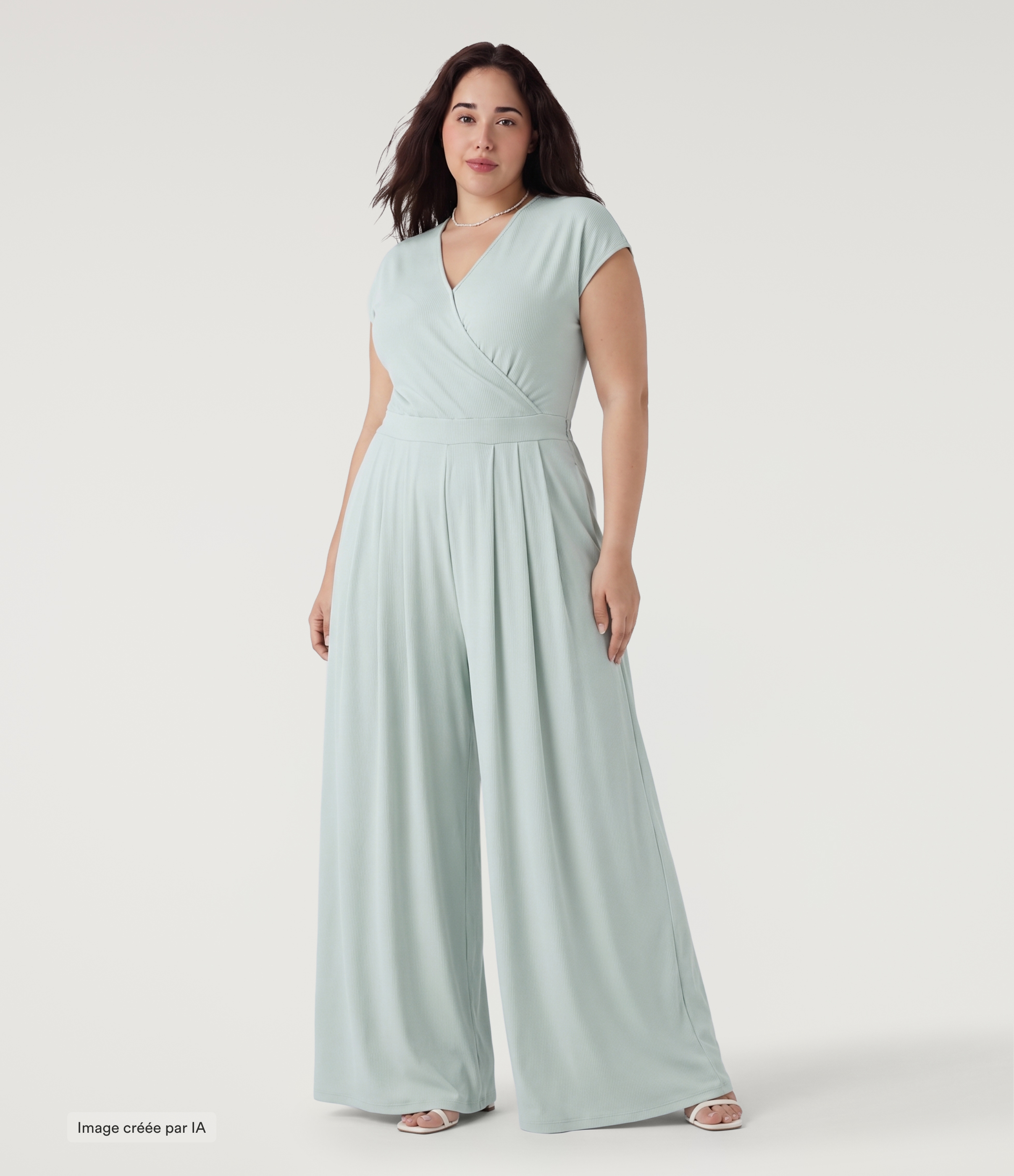 Combinaison grande taille accès facile Easy Peasy Edition à col V, manches courtes et coupe large en maille gaufrée avec poches