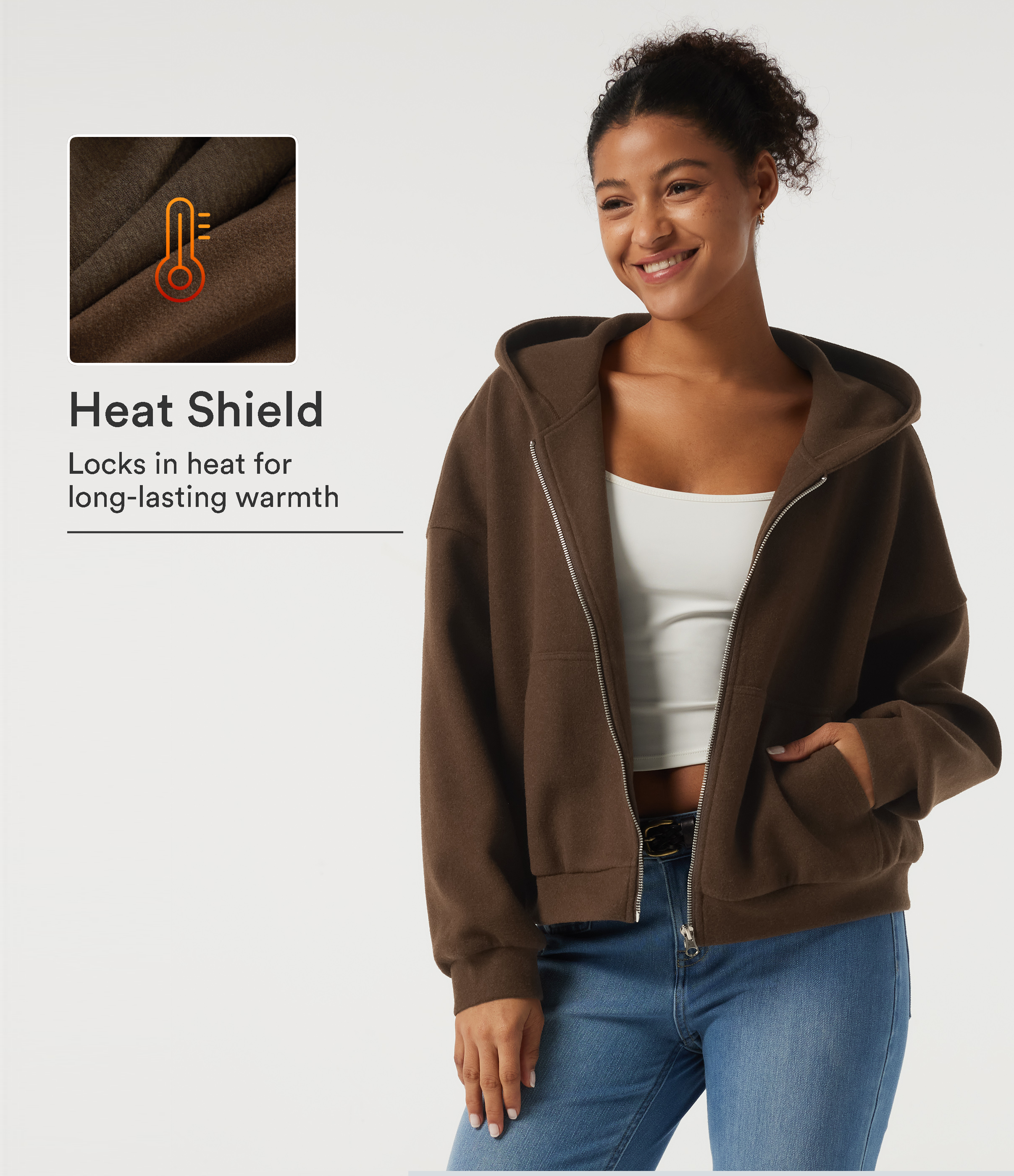 Hooded Long Sleeve Fleece Casual Coat with Pockets