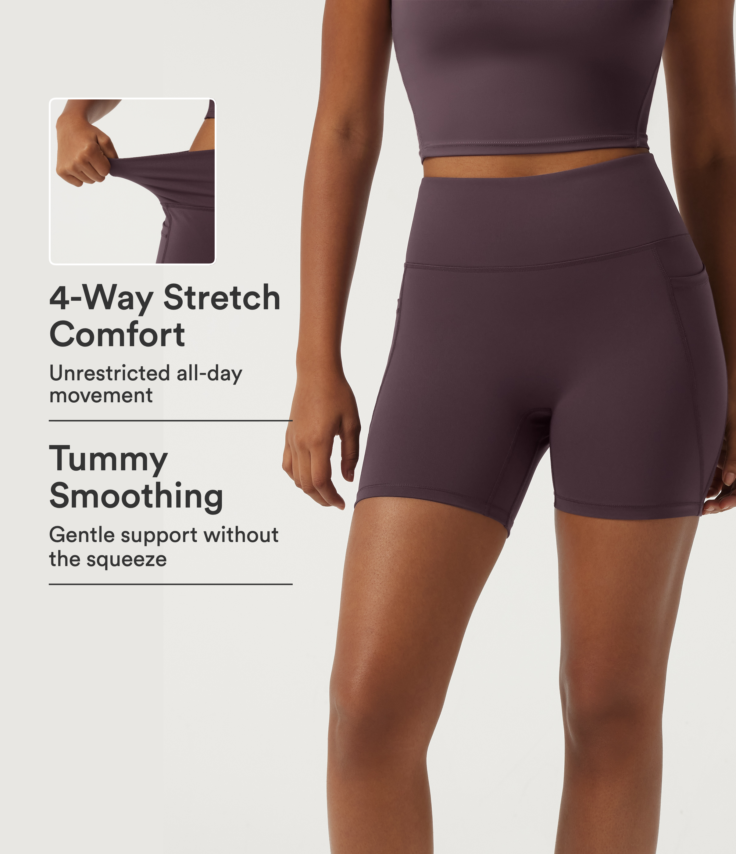 Quick Dry High Waisted Tummy Control Running Bikers 5" with Pockets