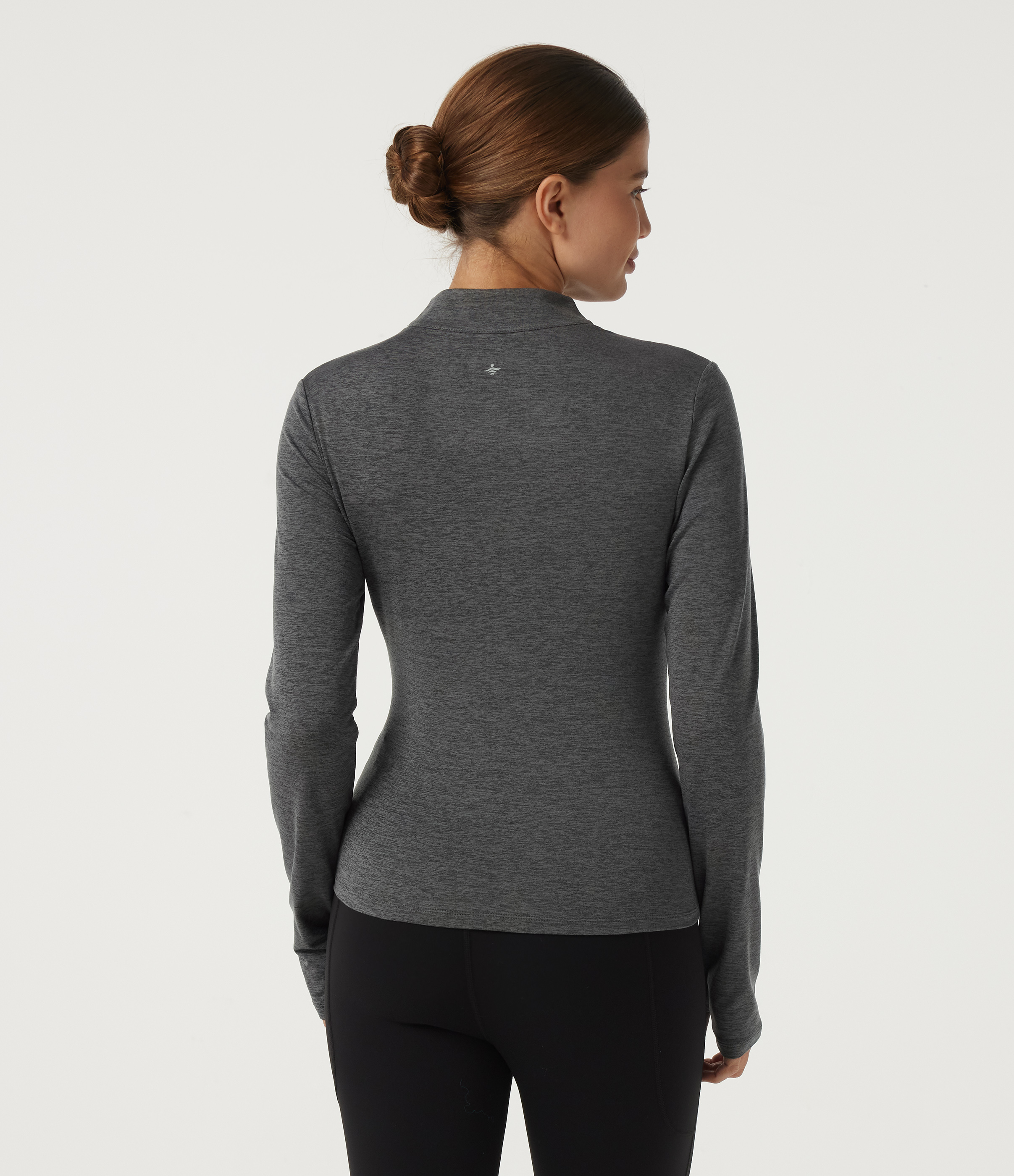 Dusky Charcoal Mock Neck Long Sleeve Yoga Sports Top / 2