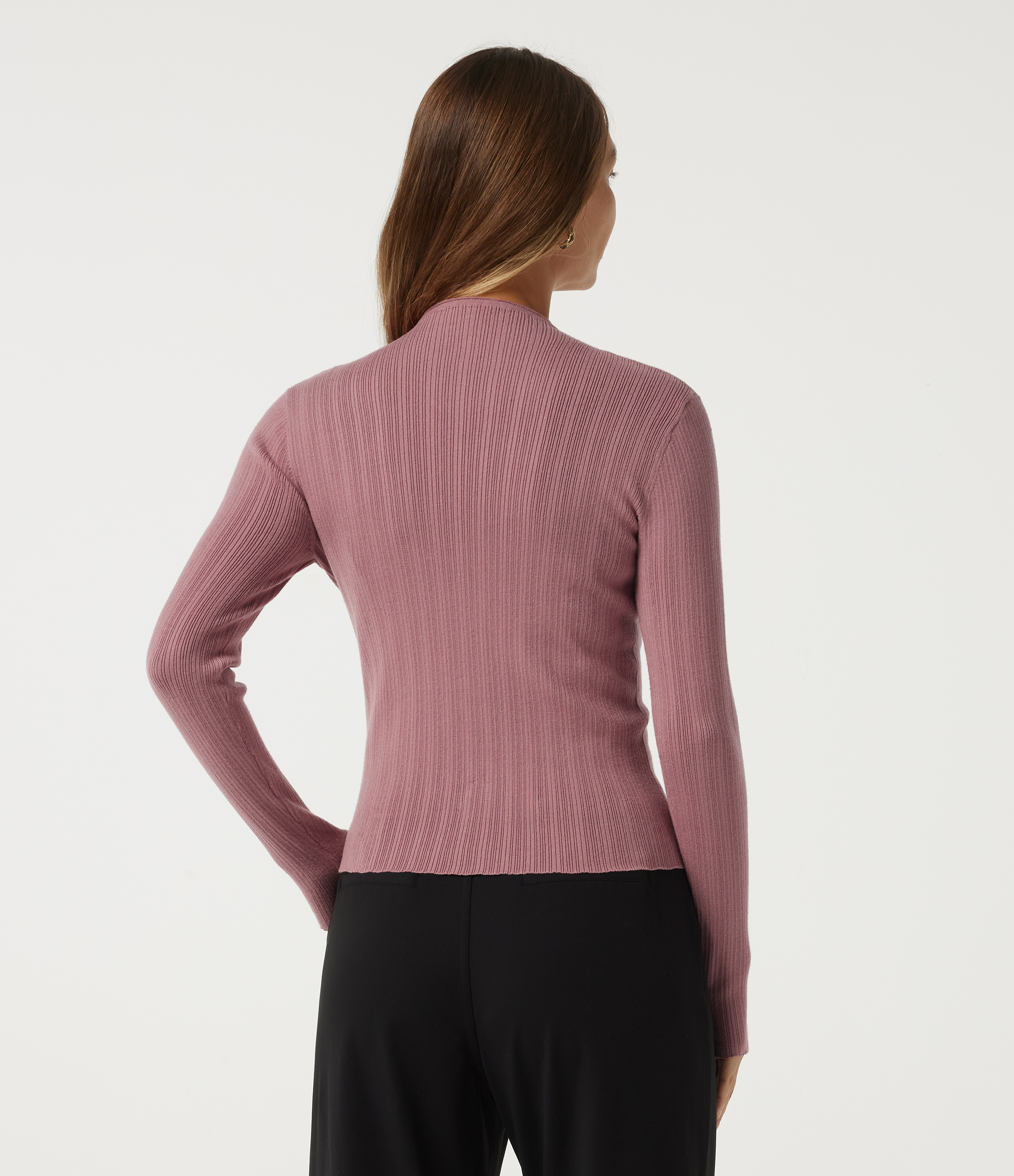 Ash Rose Mock Neck Long Sleeve Work Sweater with Thumbholes / 2