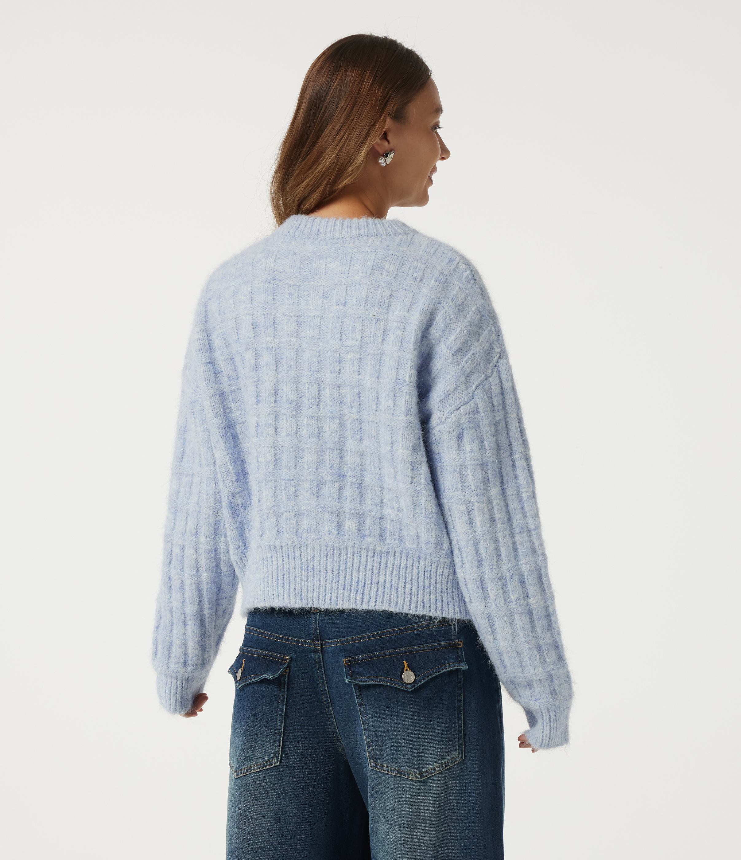 Niagara Mist Round Neck Long Sleeve Casual Cardigan  / 2