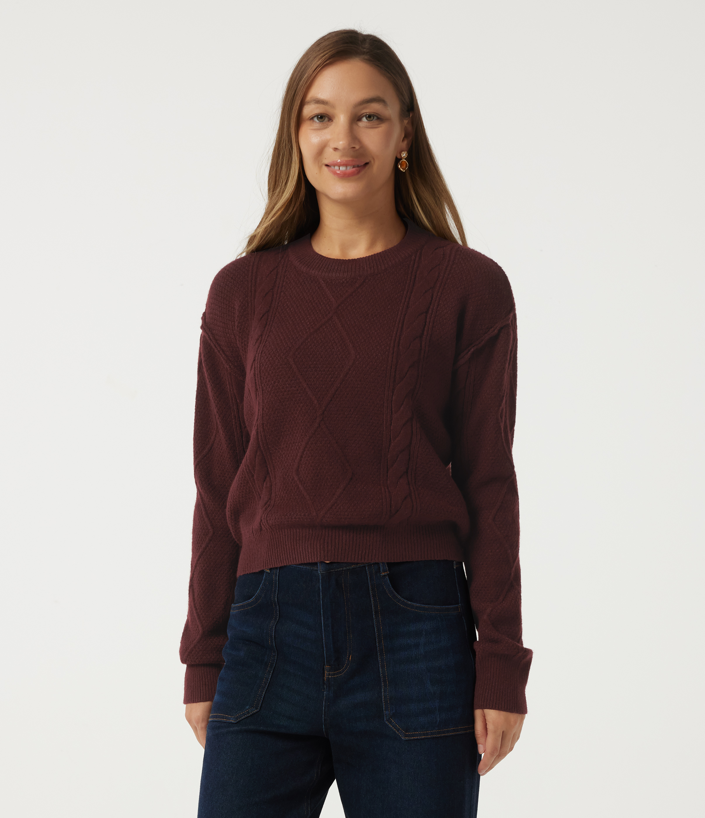 Round Neck Long Sleeve Work Sweater