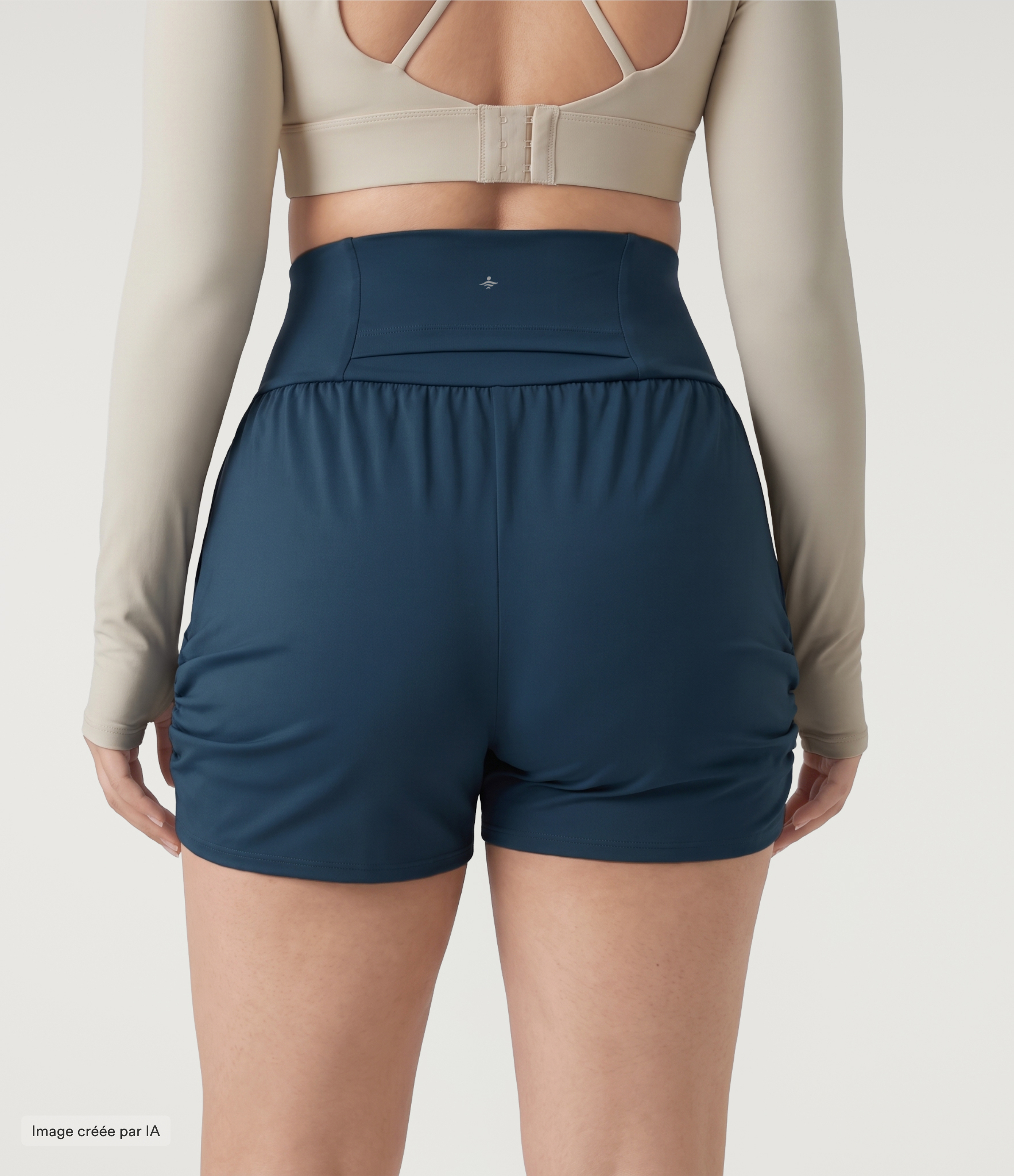 Majolica Blue Short de yoga grande taille entrejambe 8 cm SoftlyZero™ Airy effet frais InstantCool taille haute avec fronces et poches / 2