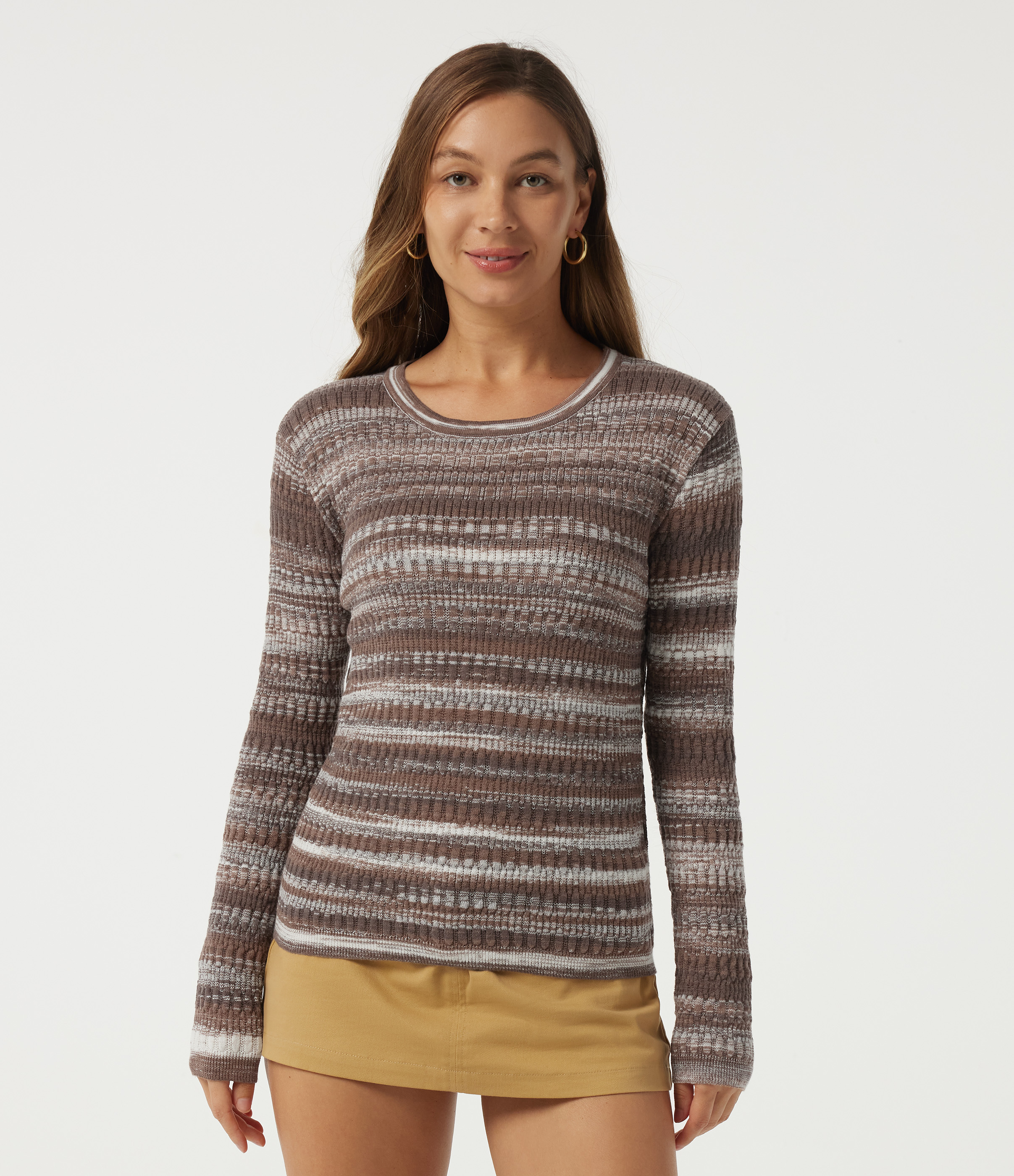 Round Neck Long Sleeve Stripe Casual Sweater
