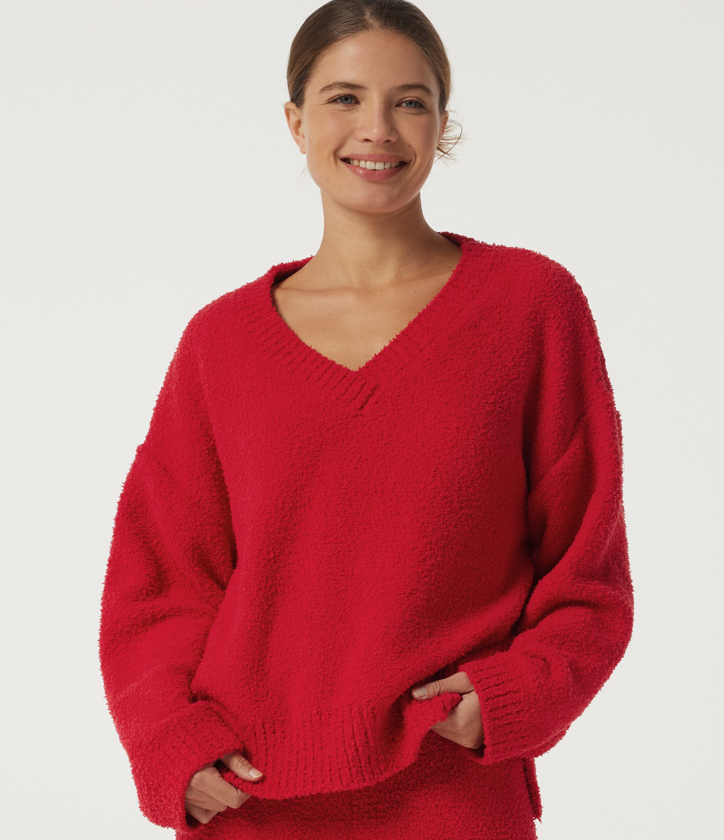 V Neck Long Sleeve Lounge Top