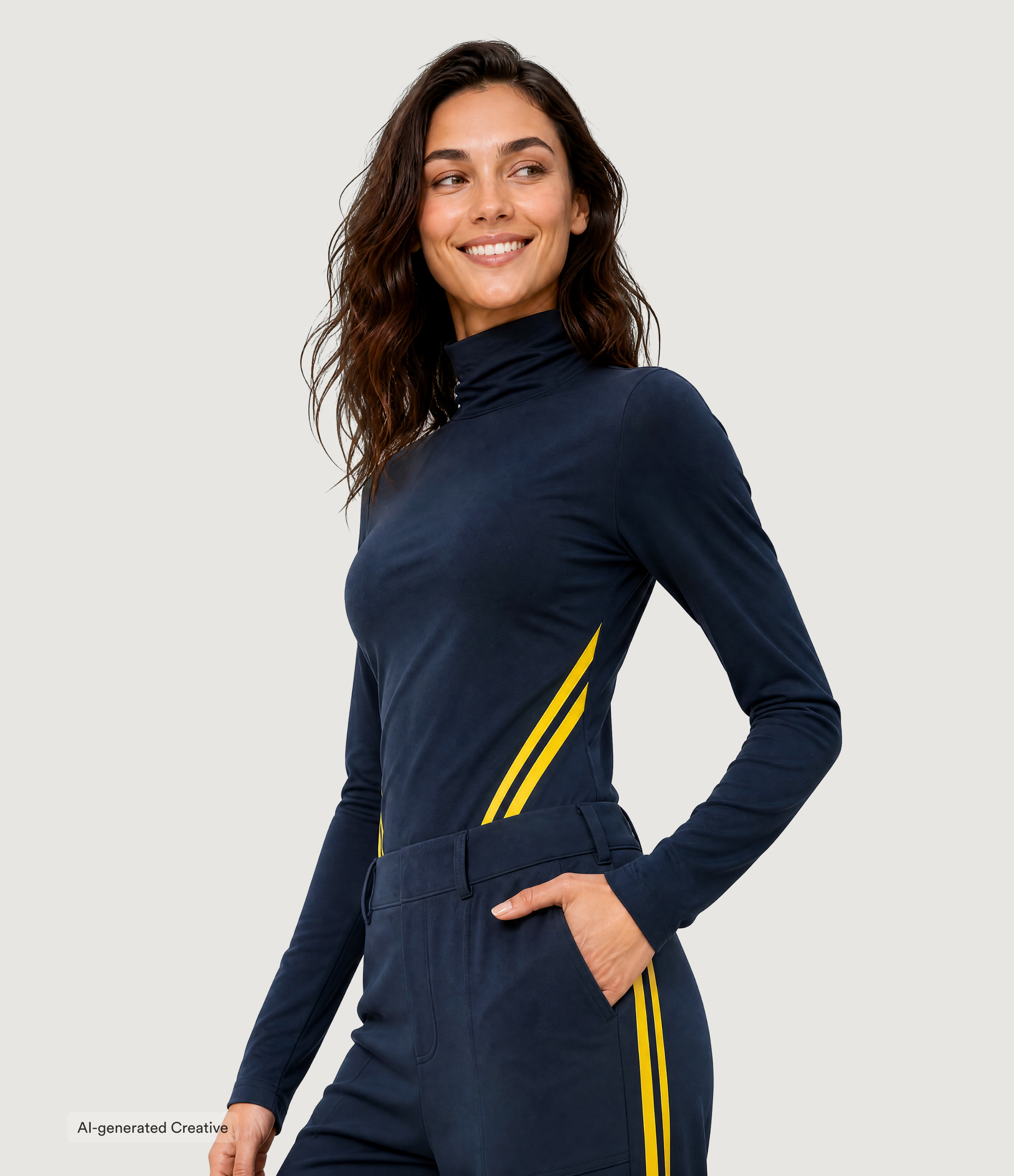 Dark Blue Halara DayStretch™ High Neck Long Sleeve Casual Top / 2
