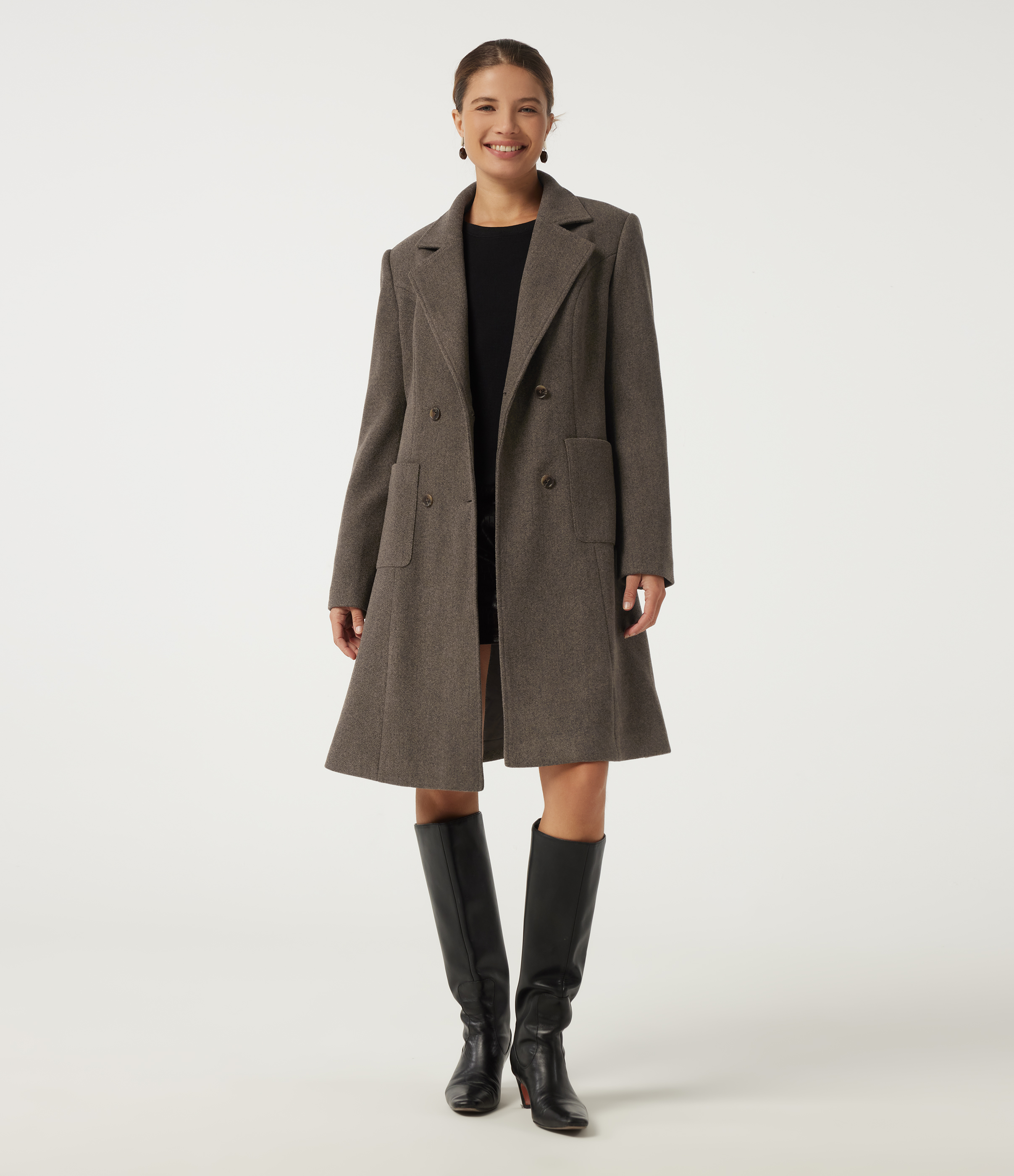 Long Sleeve Fleece Longline Work Coat with Pockets