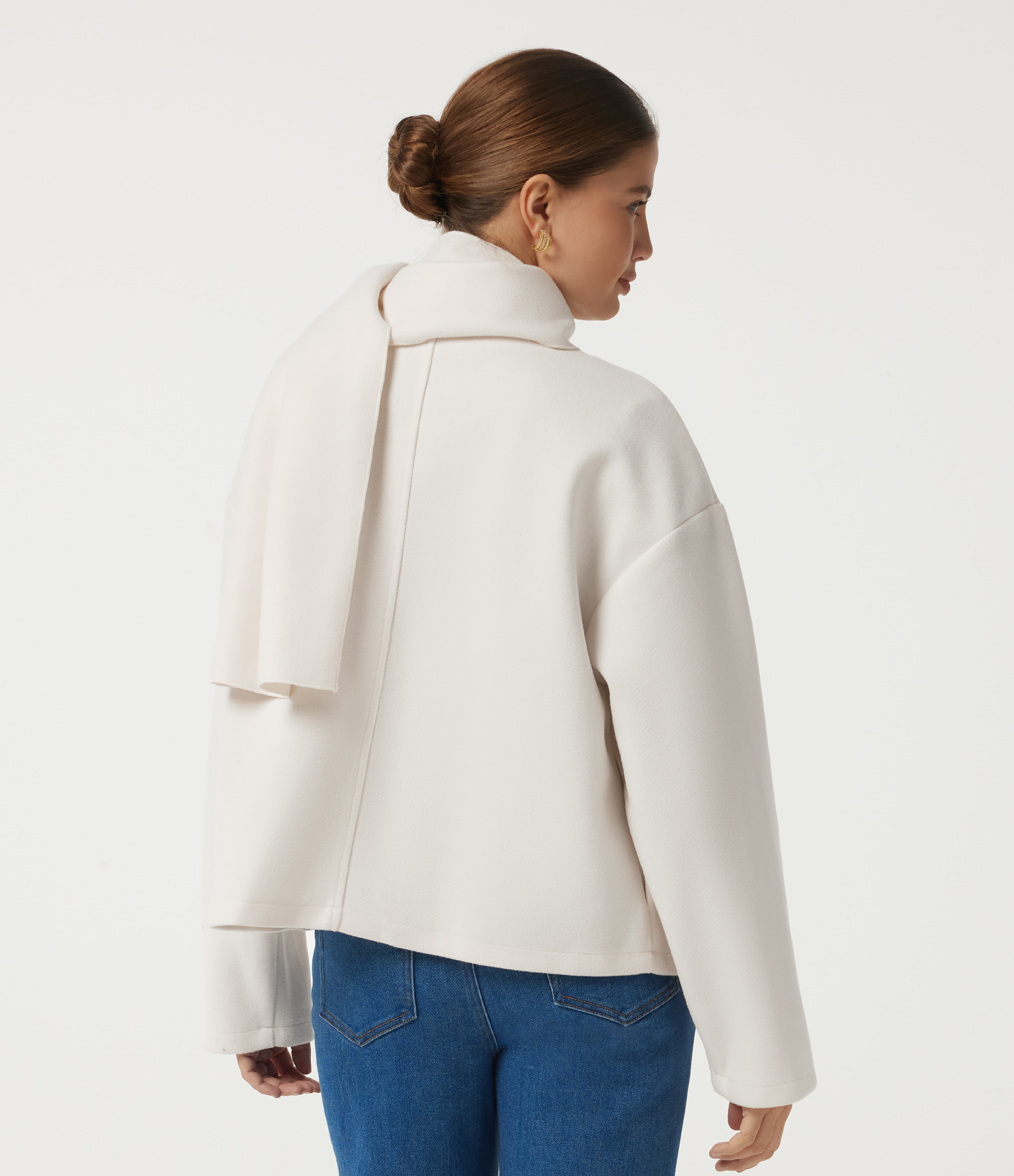 Tofu V Neck Long Sleeve Fleece Casual Coat with Pockets / 2