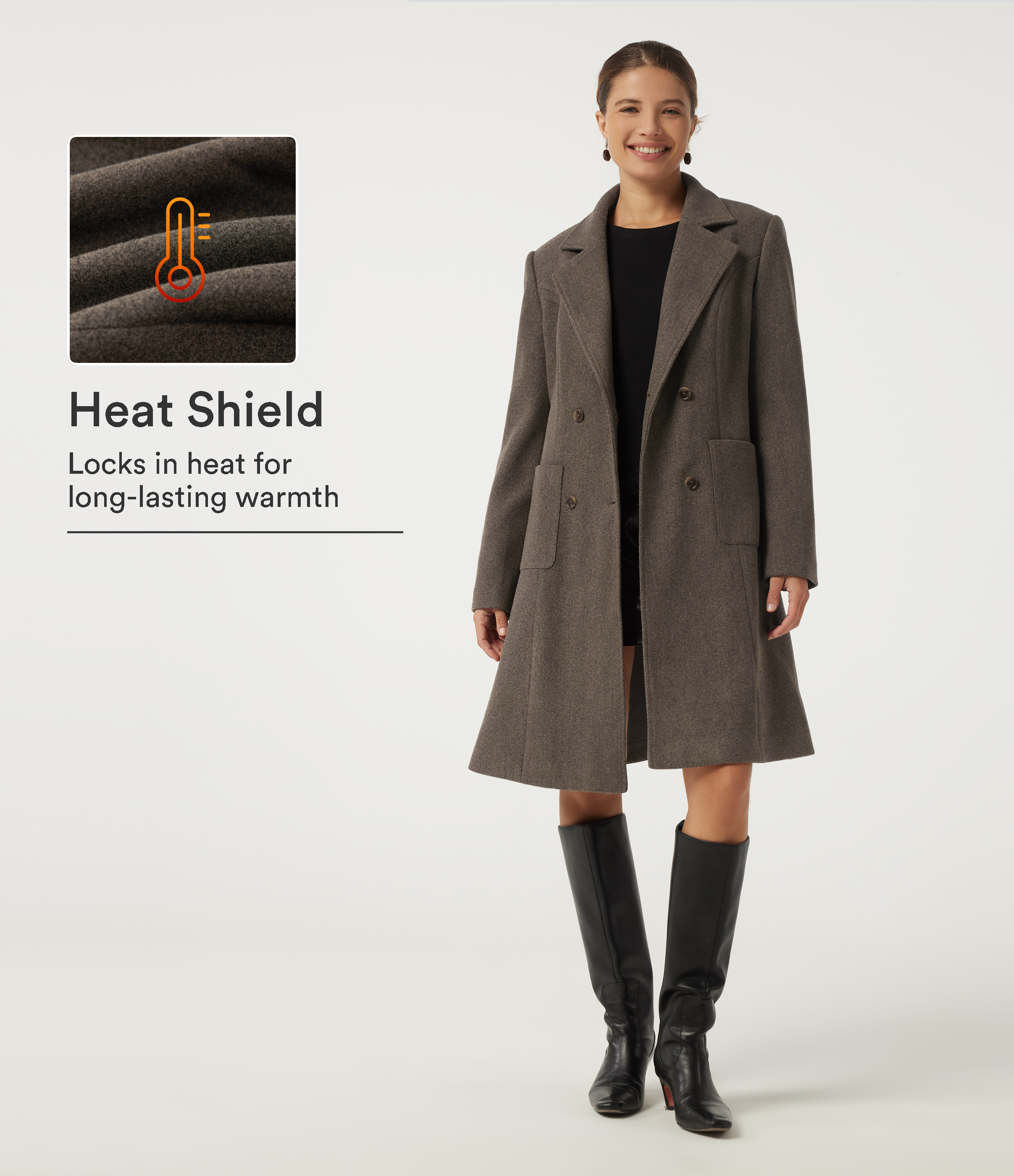 Long Sleeve Fleece Longline Work Coat with Pockets