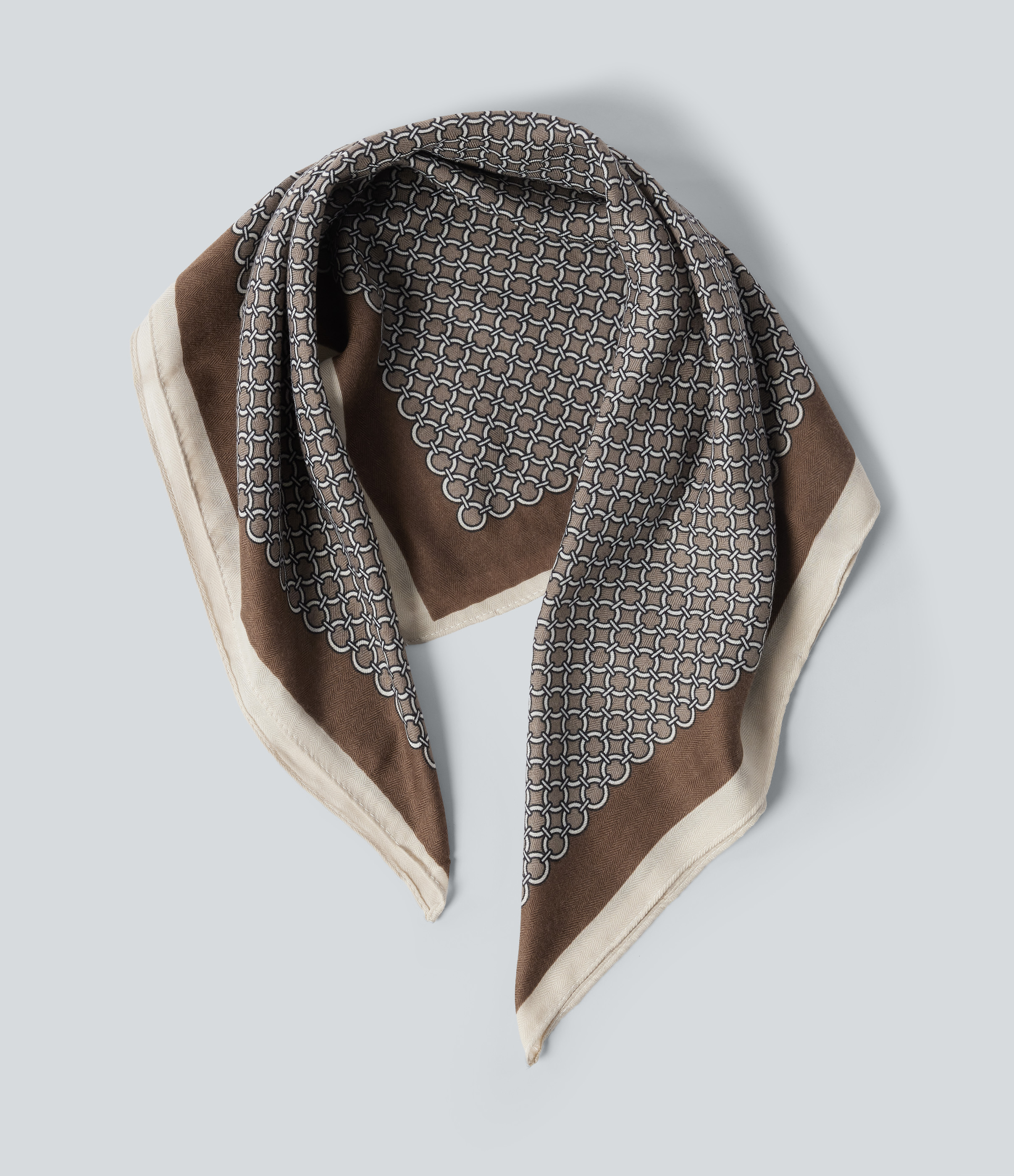 Brown Satin Geometric Casual Scarves / 2