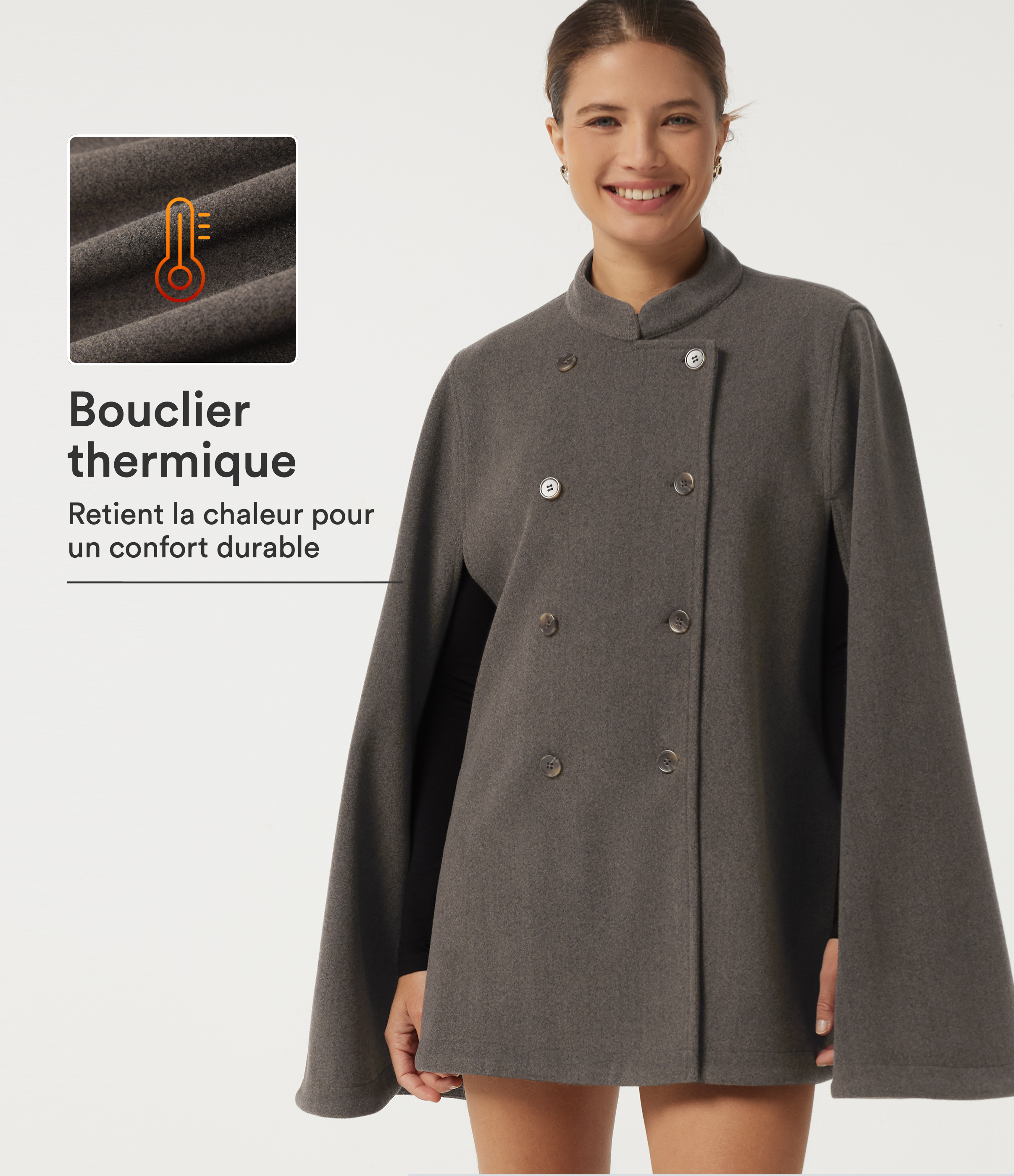 Veste de bureau à carreaux à col montant et manches longues