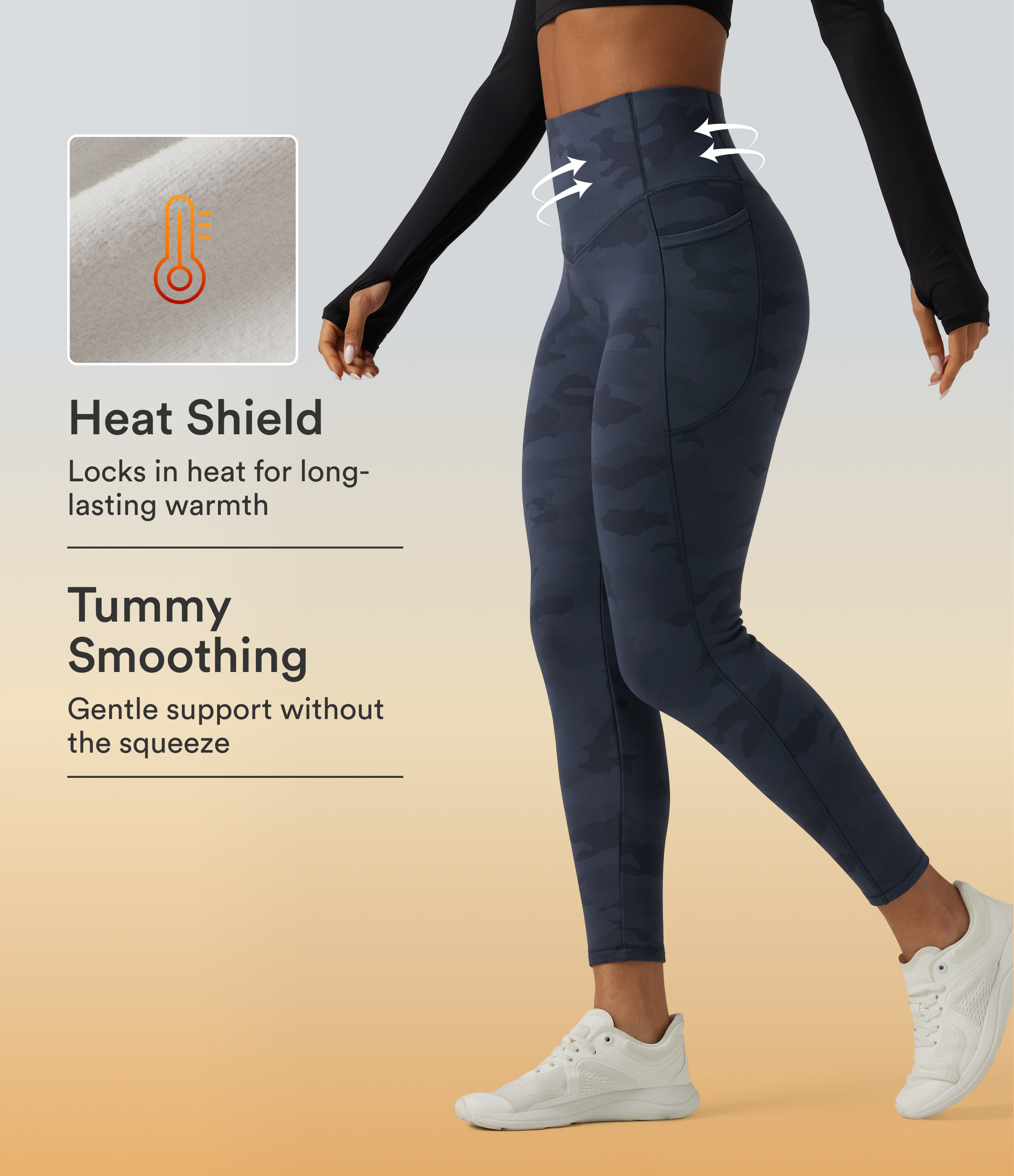Halara UltraSculpt™ High Waisted Tummy Control Camo Fleece Workout Leggings with Pockets
