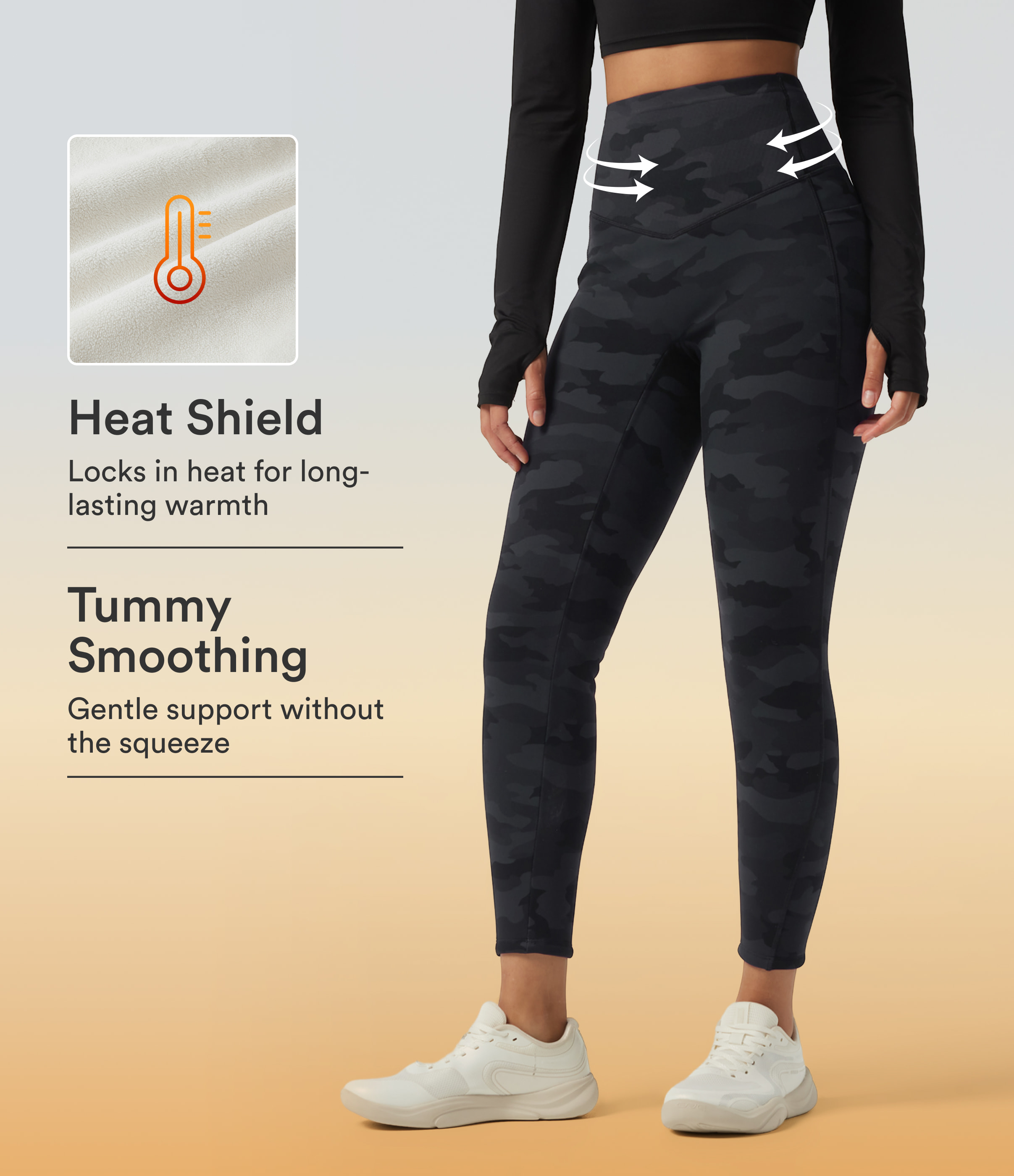 Halara UltraSculpt™ Extra Heat High Waisted Tummy Control Skinny Camo Fleece Workout Leggings with Pockets