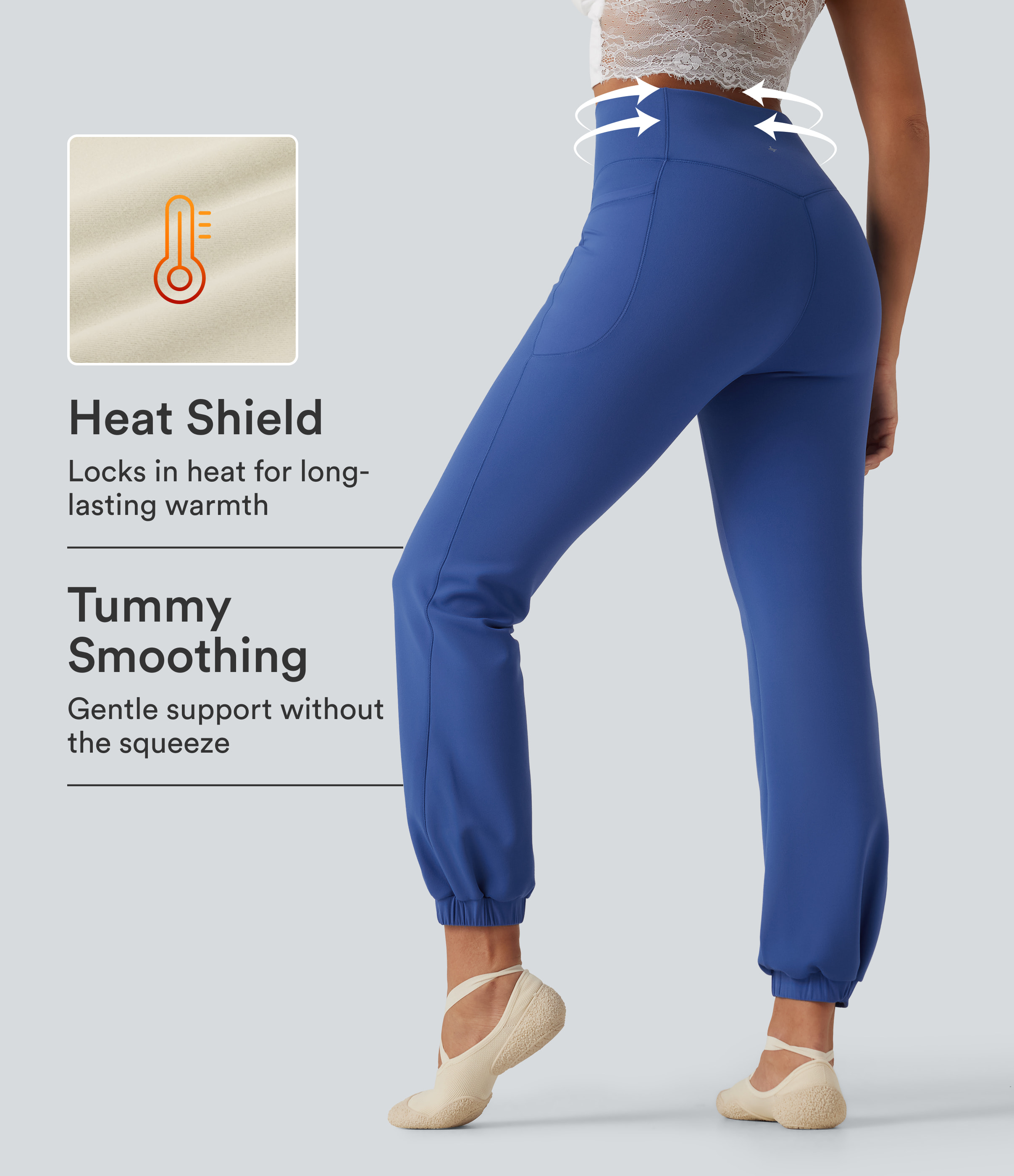 High Waisted Tummy Control Fleece Dance Balloon Joggers with Pockets