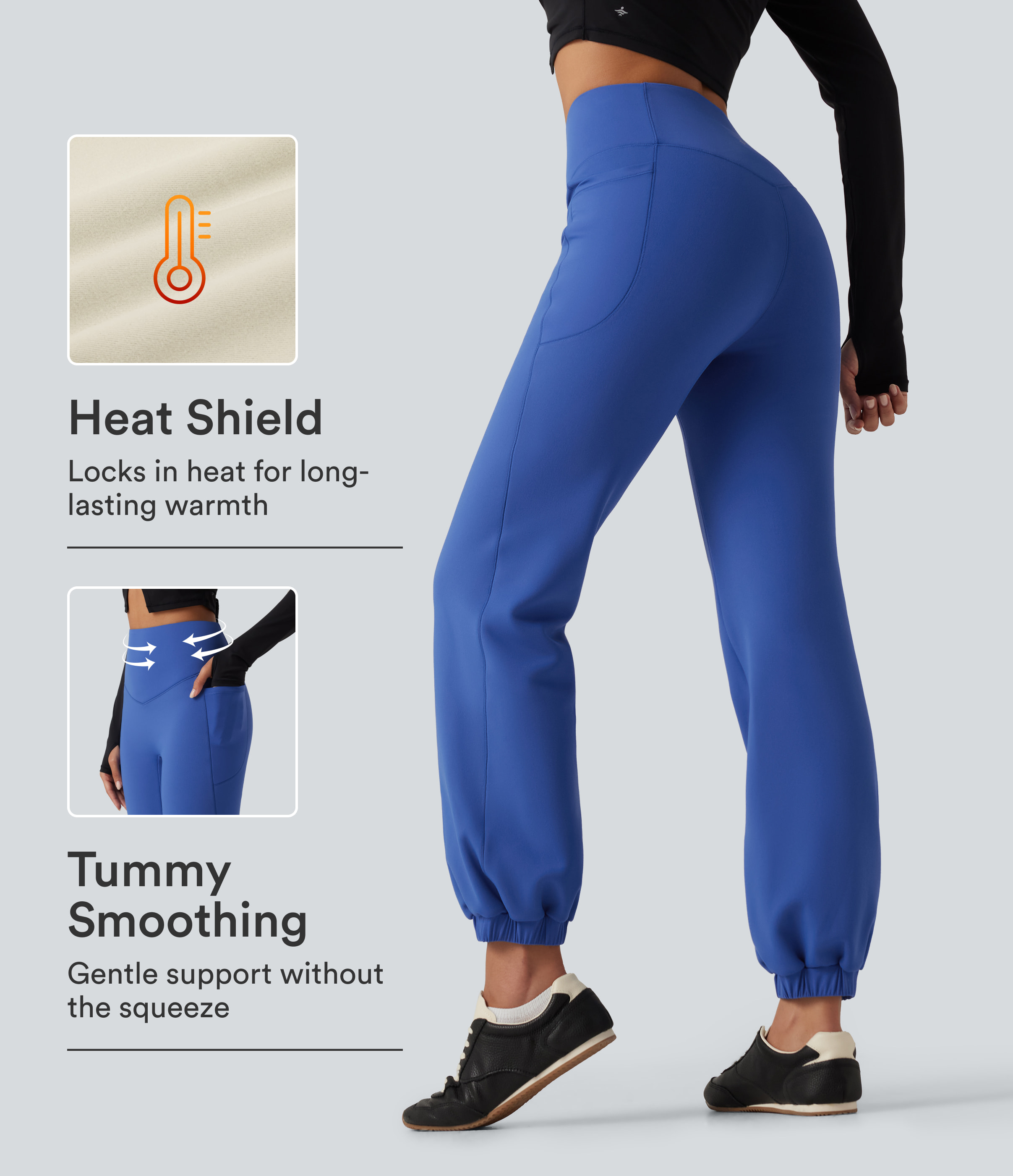 High Waisted Tummy Control Fleece Dance Joggers with Pockets