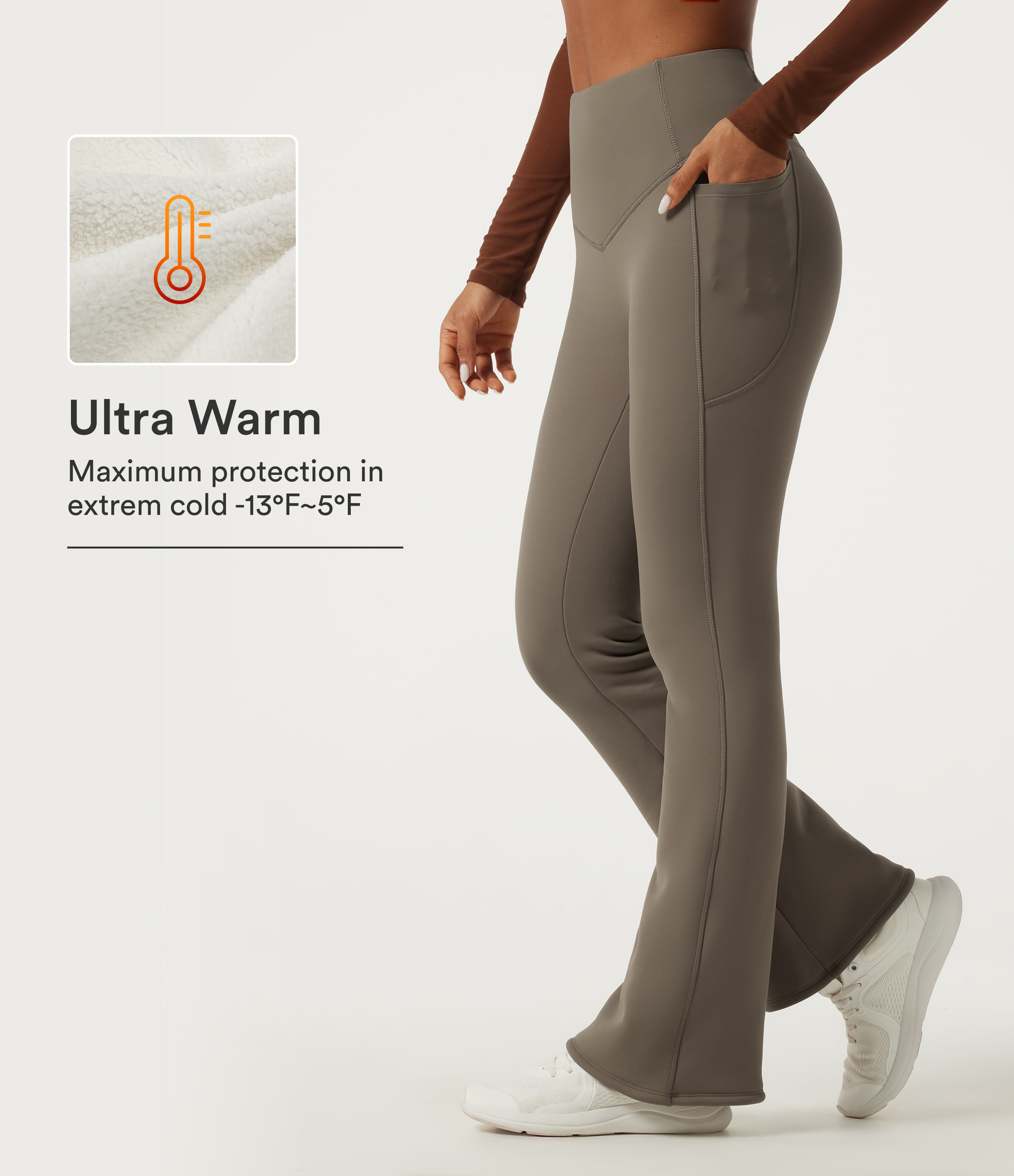 Halara UltraSculpt™ Heat High Waisted Bootcut Fleece Workout Leggings with Pockets