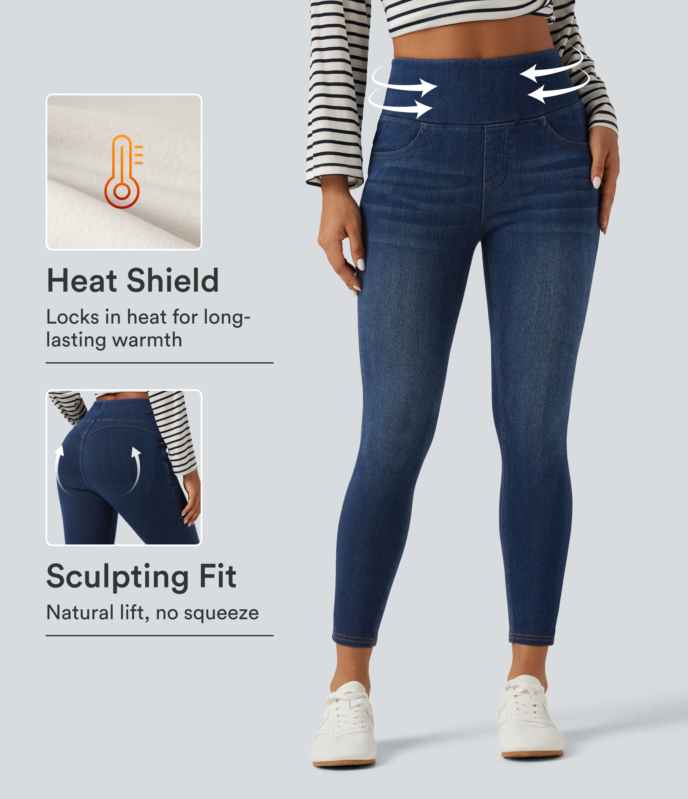 Halara Flex™ Denim Heat High Waisted Skinny Tummy Control Butt Lifting Denim Leggings with Pockets