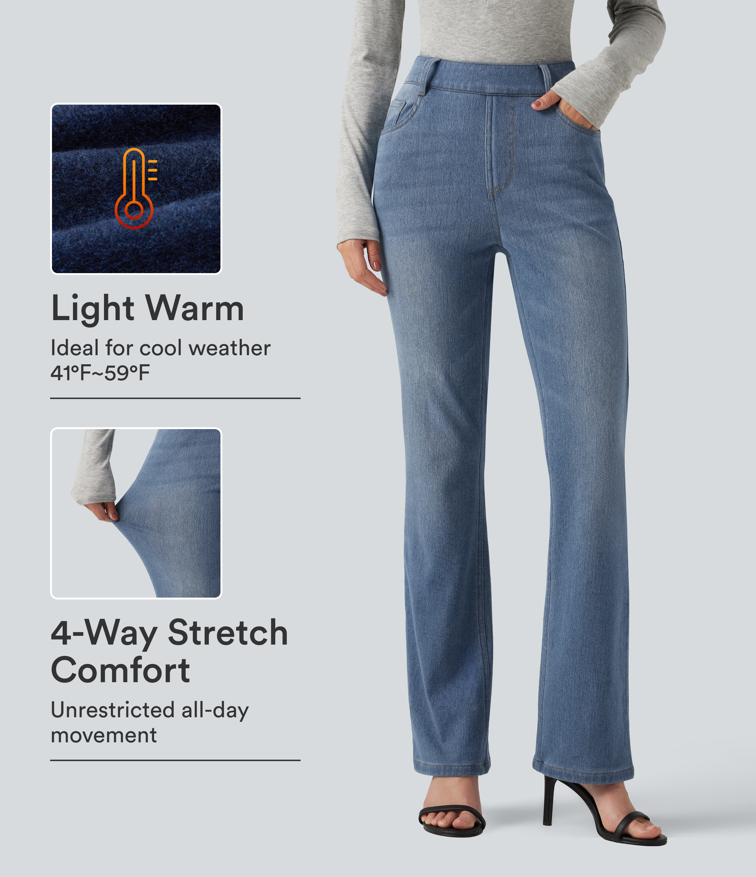  Blue Jasper Denim Halara Flex™ Denim Heat High Waisted Bootcut Casual Jeans with Pockets / 1