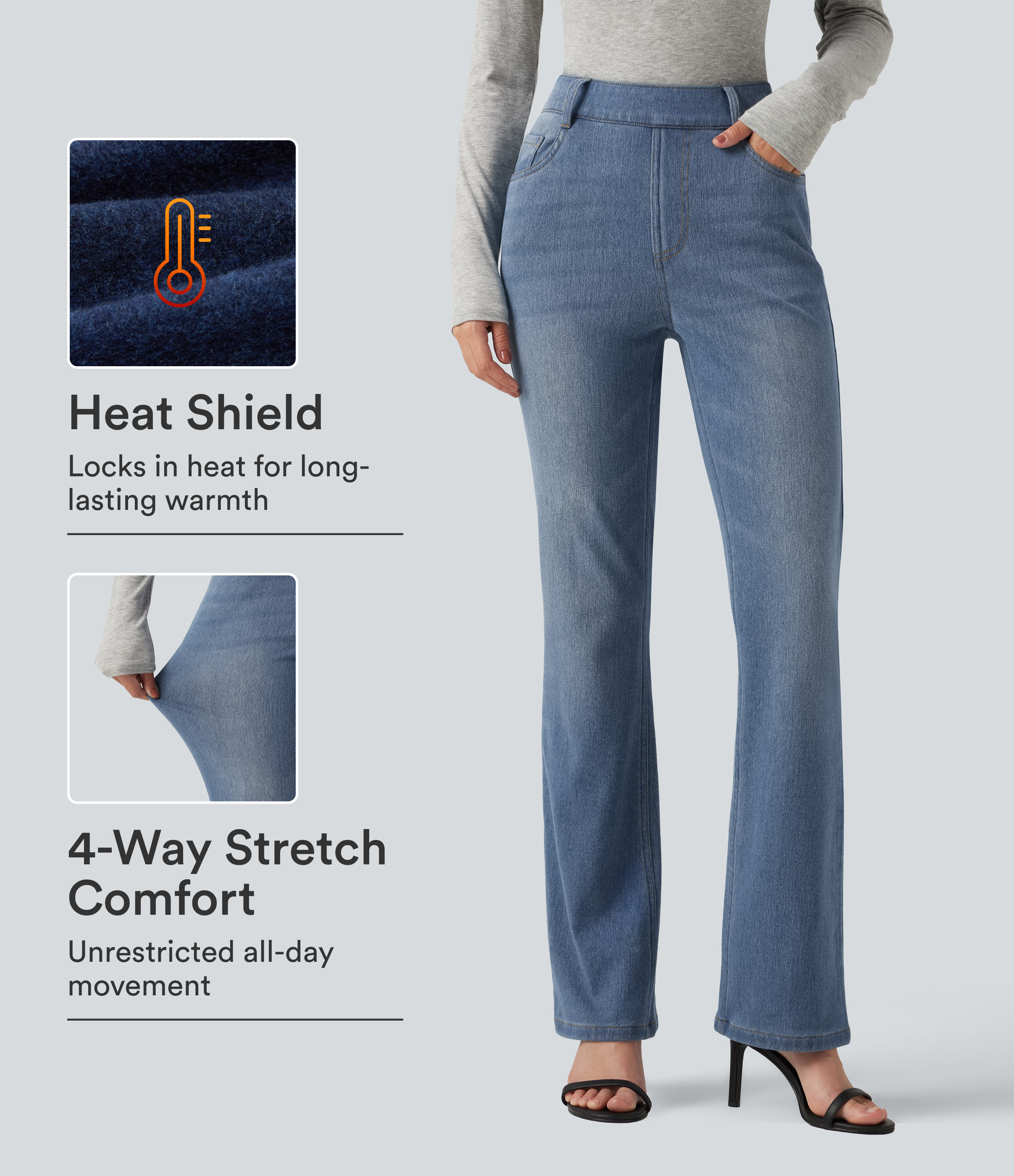  Blue Jasper Denim Halara Flex™ Denim Heat High Waisted Bootcut Casual Jeans with Pockets / 1
