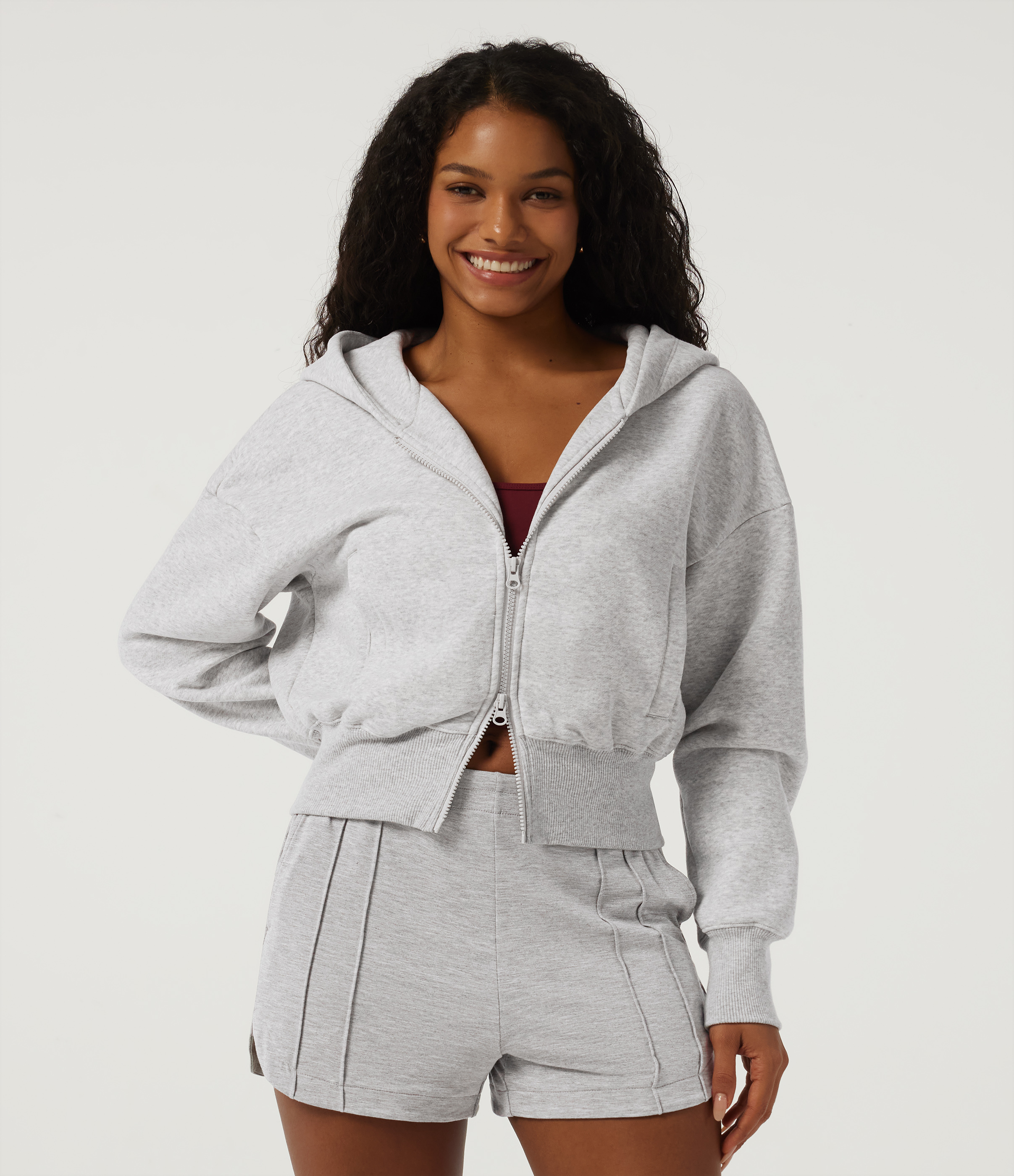 Hooded Batwing Long Sleeve Fleece Casual Jacket with Pockets