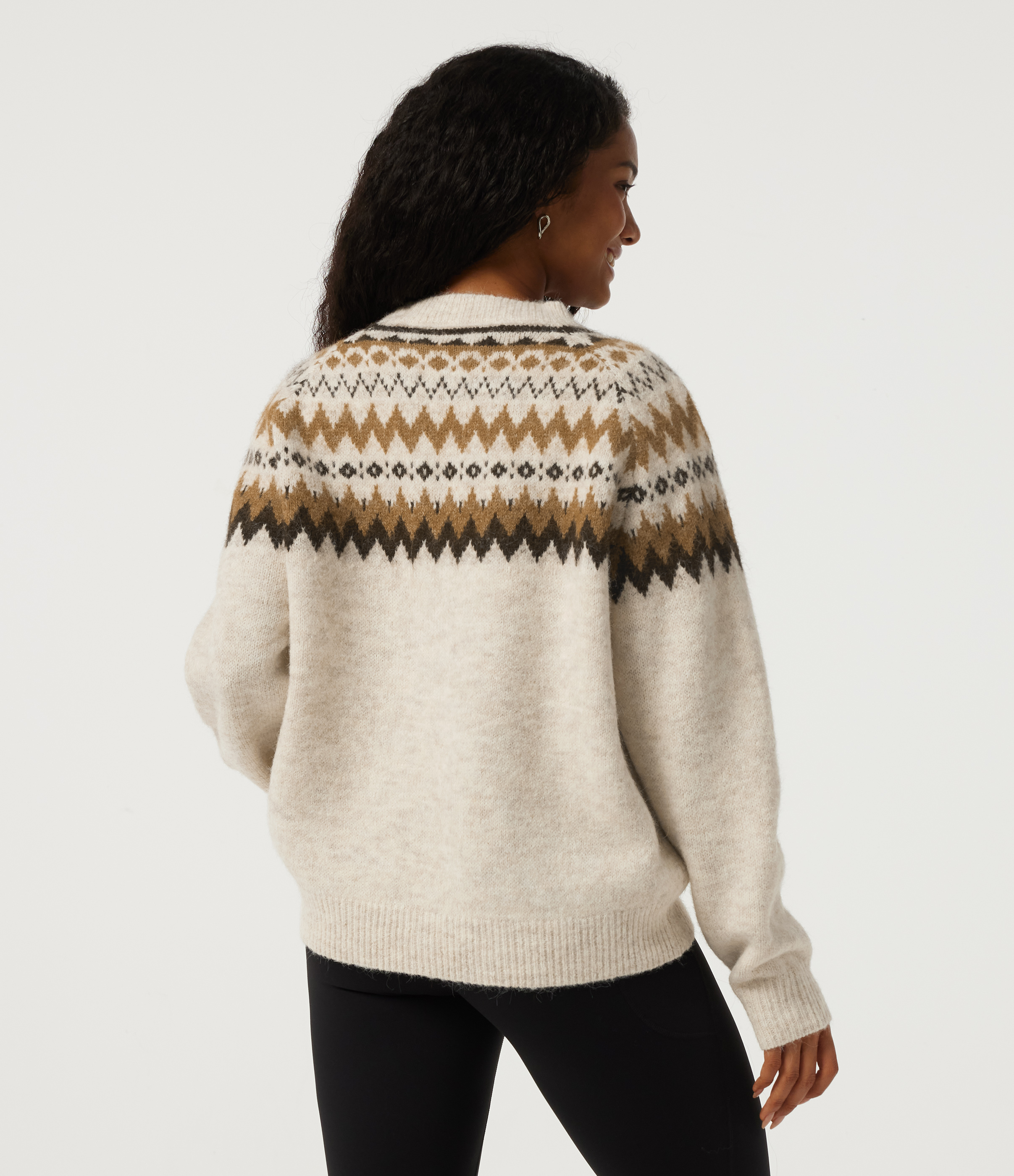 Sandshell Round Neck Long Sleeve Casual Cardigan / 2