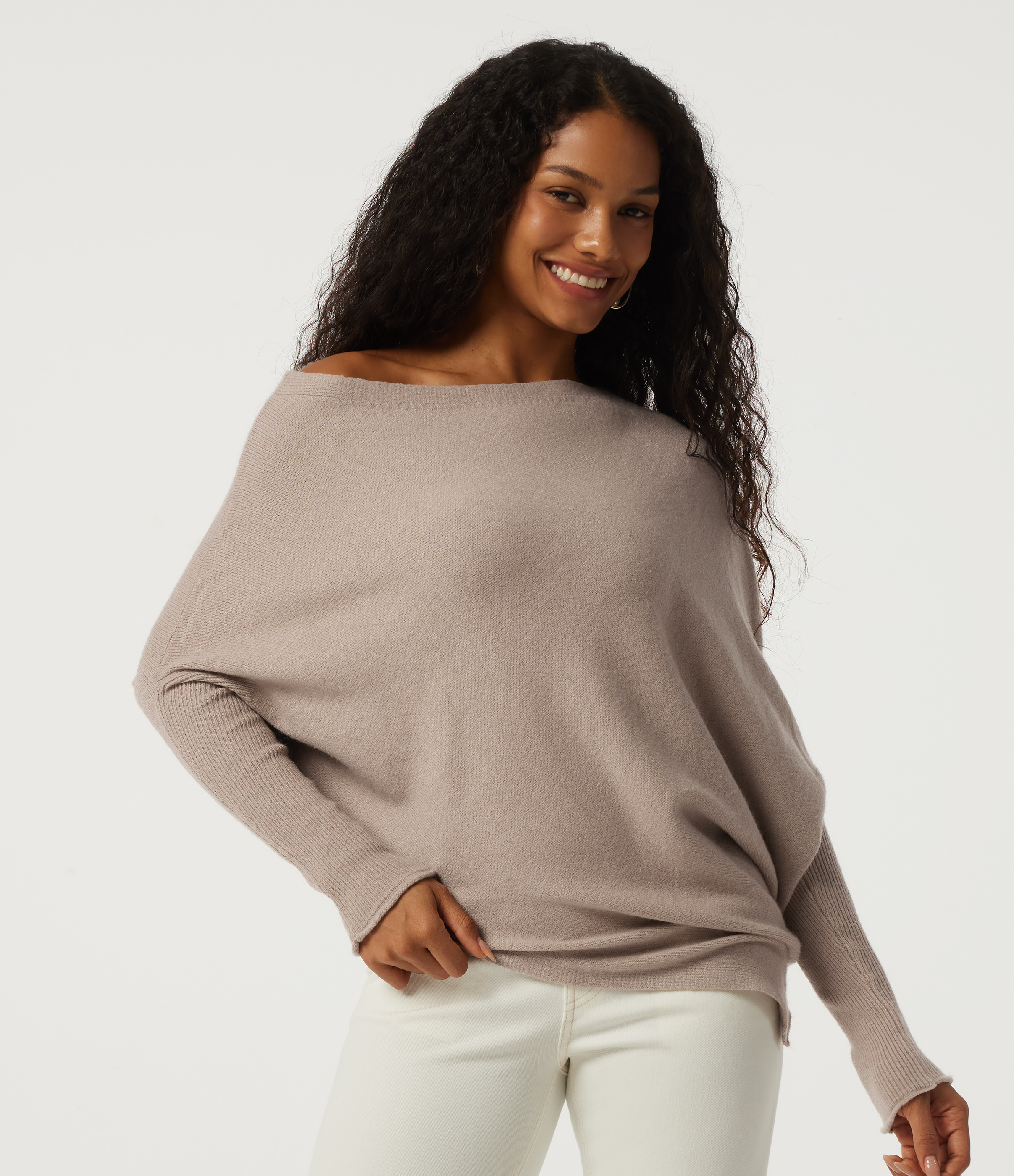 One Shoulder Batwing Long Sleeve Casual Sweater
