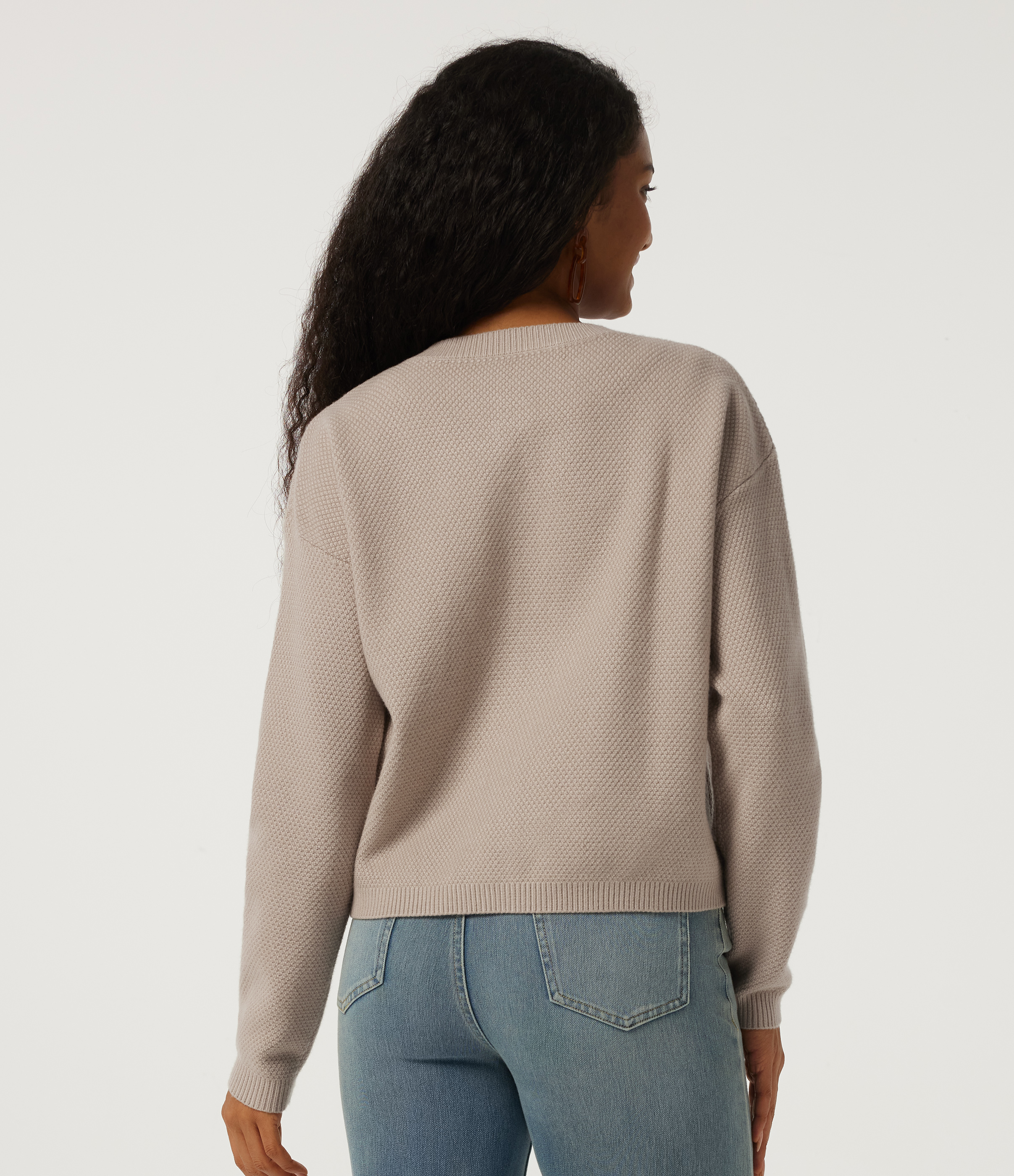 Doeskin Round Neck Long Sleeve Casual Cardigan with Pocket / 2
