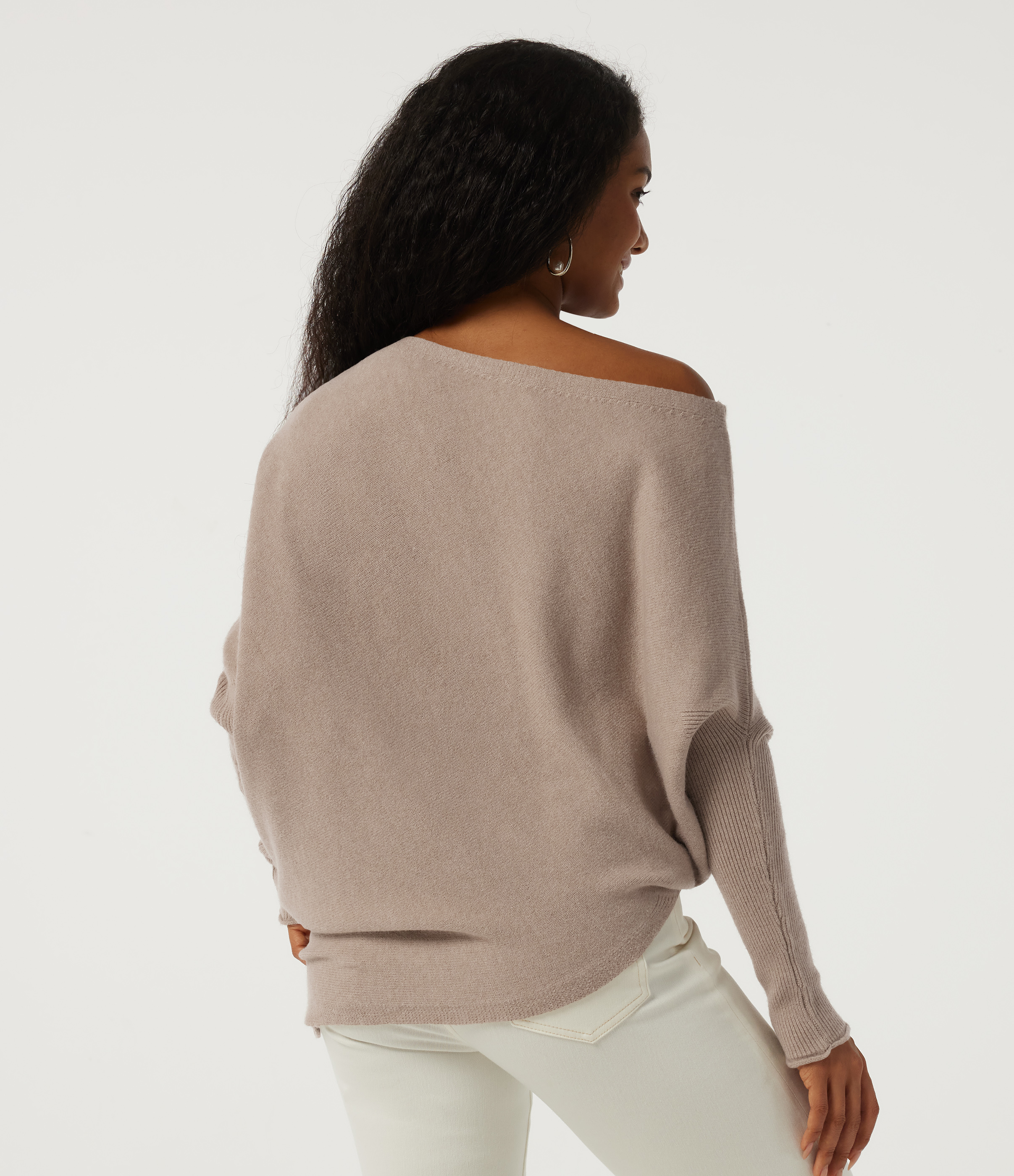 Doeskin One Shoulder Batwing Long Sleeve Casual Sweater / 2