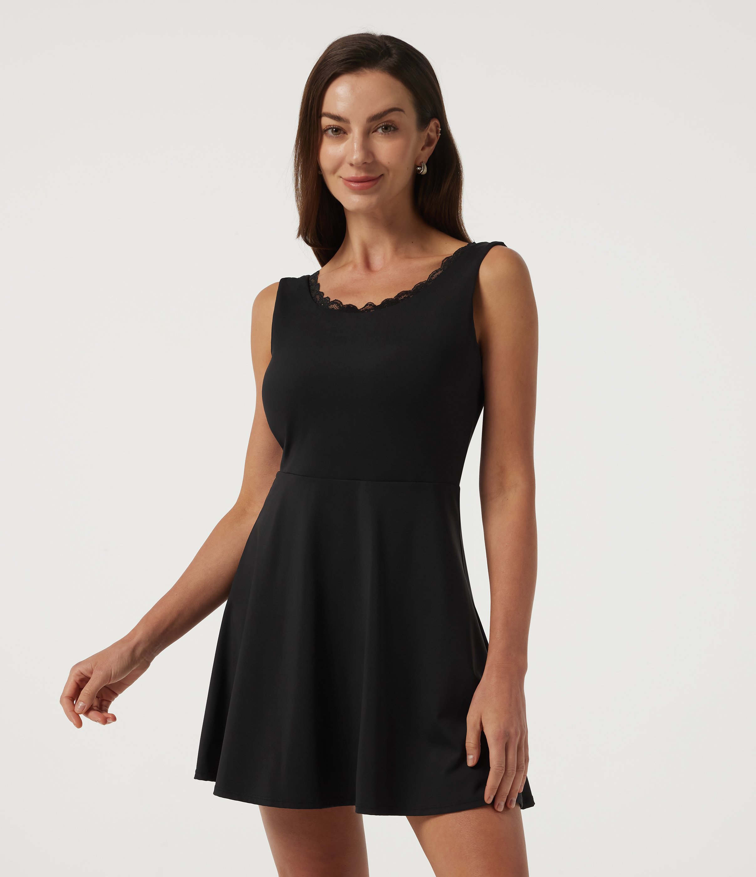 SoftlyZero™ Airy Scoop Neck Sleeveless 2-in-1 A-Line Casual Mini Dress with Built-in Bra - Easy Peezy Edition