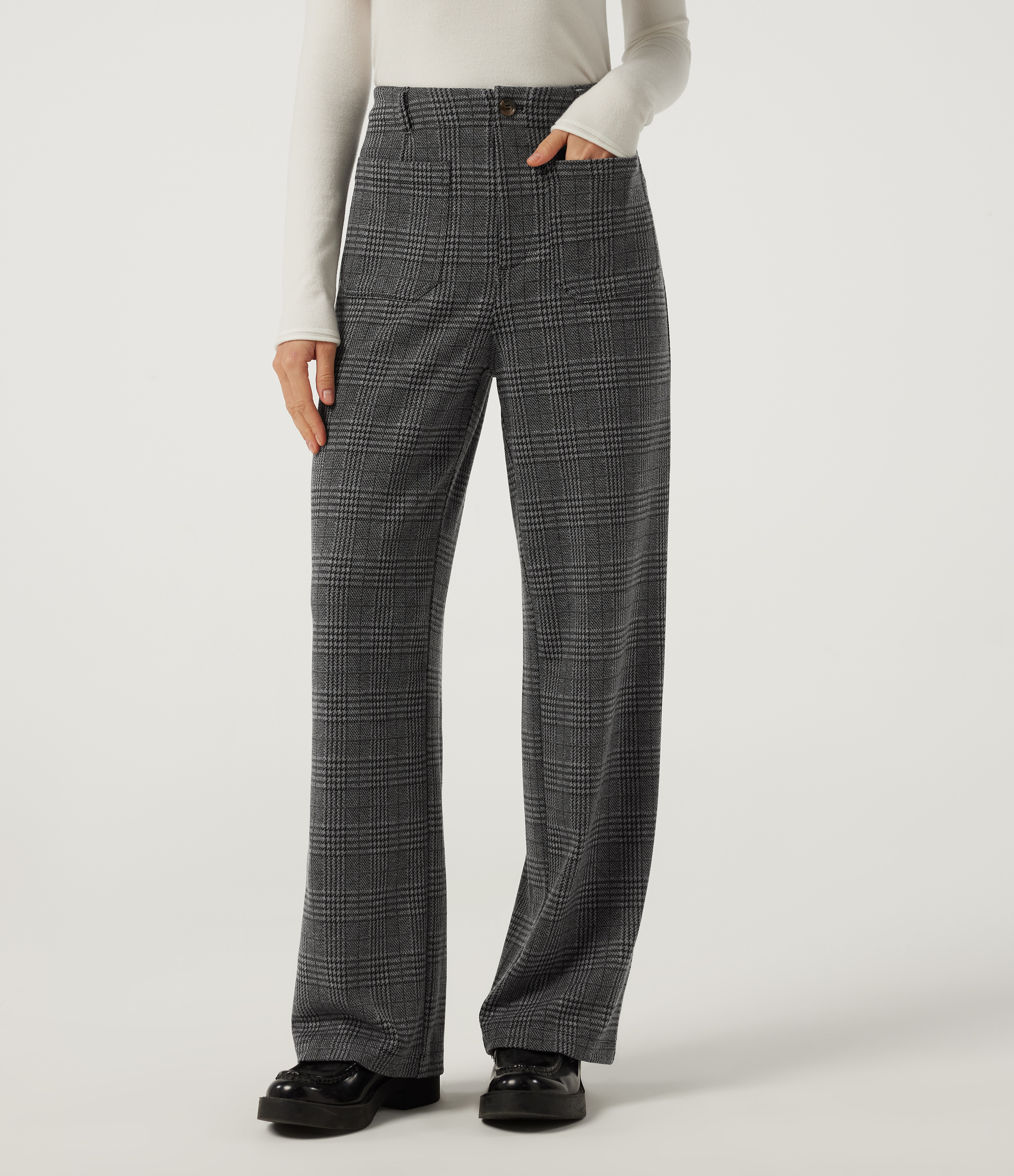 Halara Flex™ High Waisted Straight Leg Plaid Work Pants with Pockets