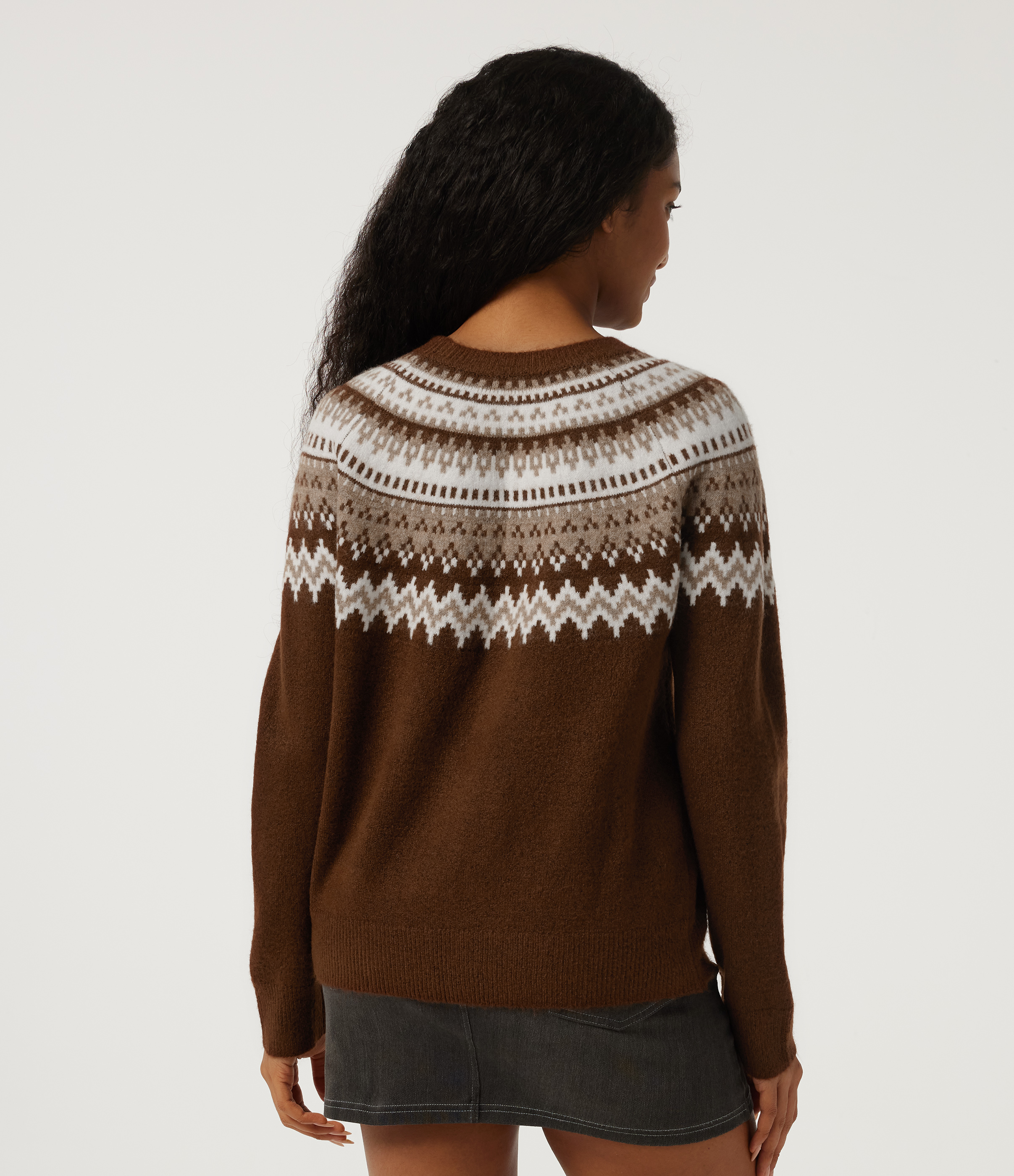 Autumn Flame Round Neck Raglan Long Sleeve Patterned Casual Sweater / 2
