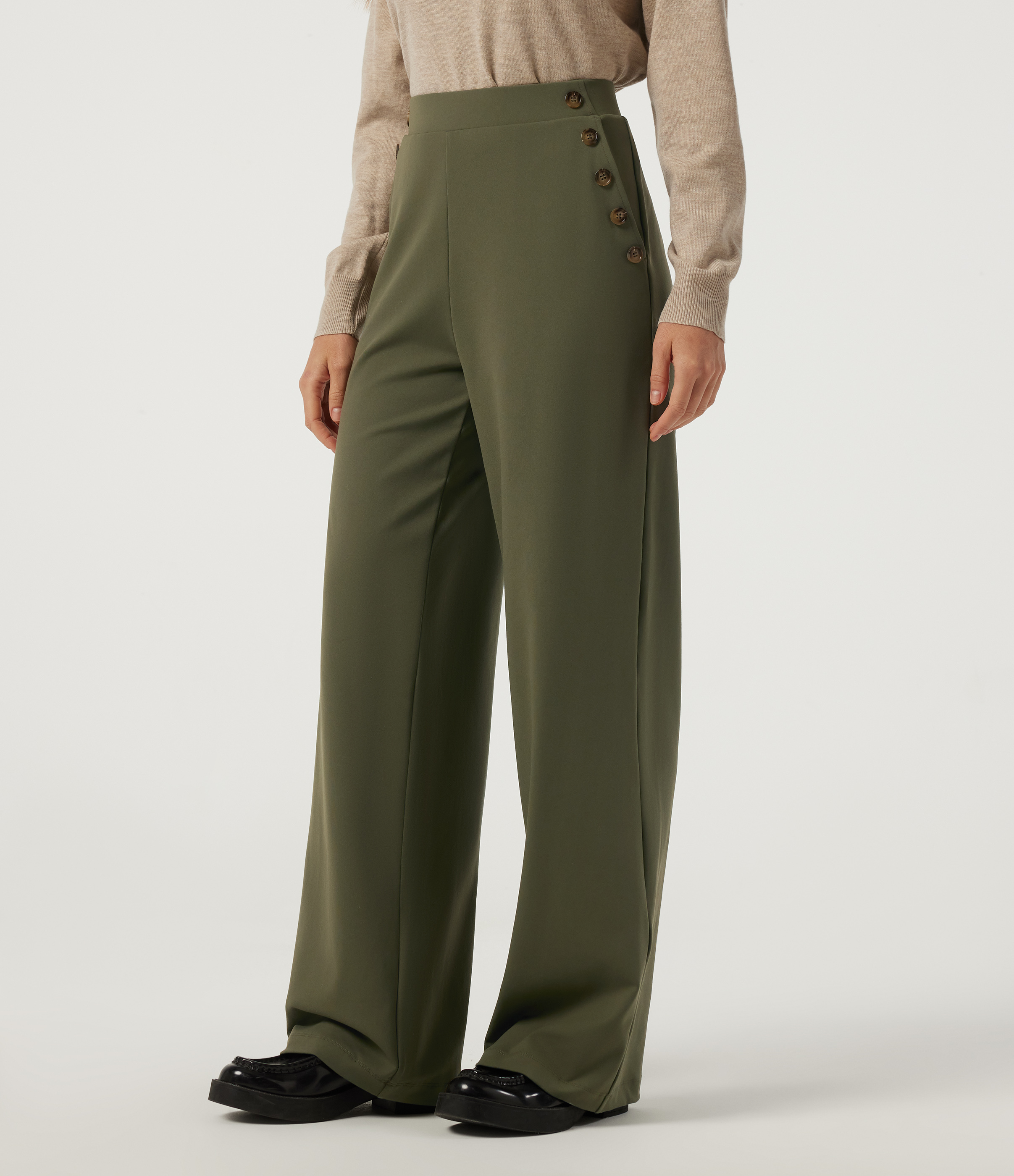 High Waisted Straight Leg Work Pants with Pockets