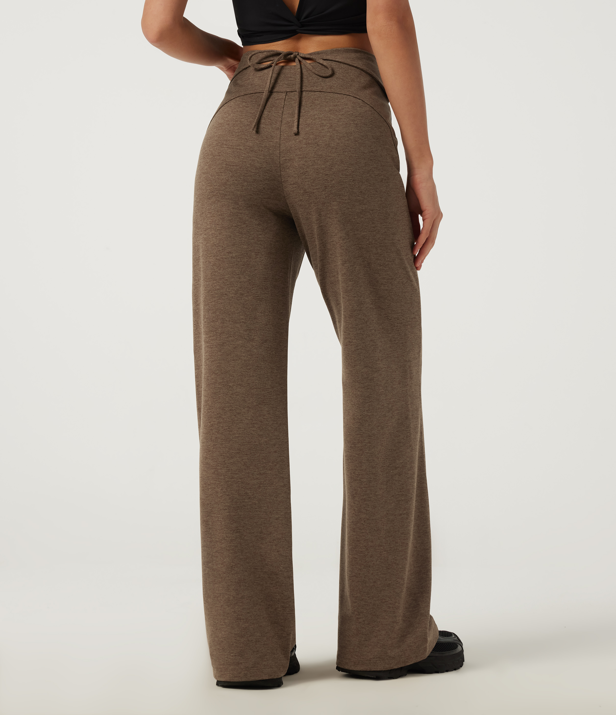 Claystone High Waisted Bootcut Tie Back Quick Dry Fleece Casual Pants with Pockets / 2