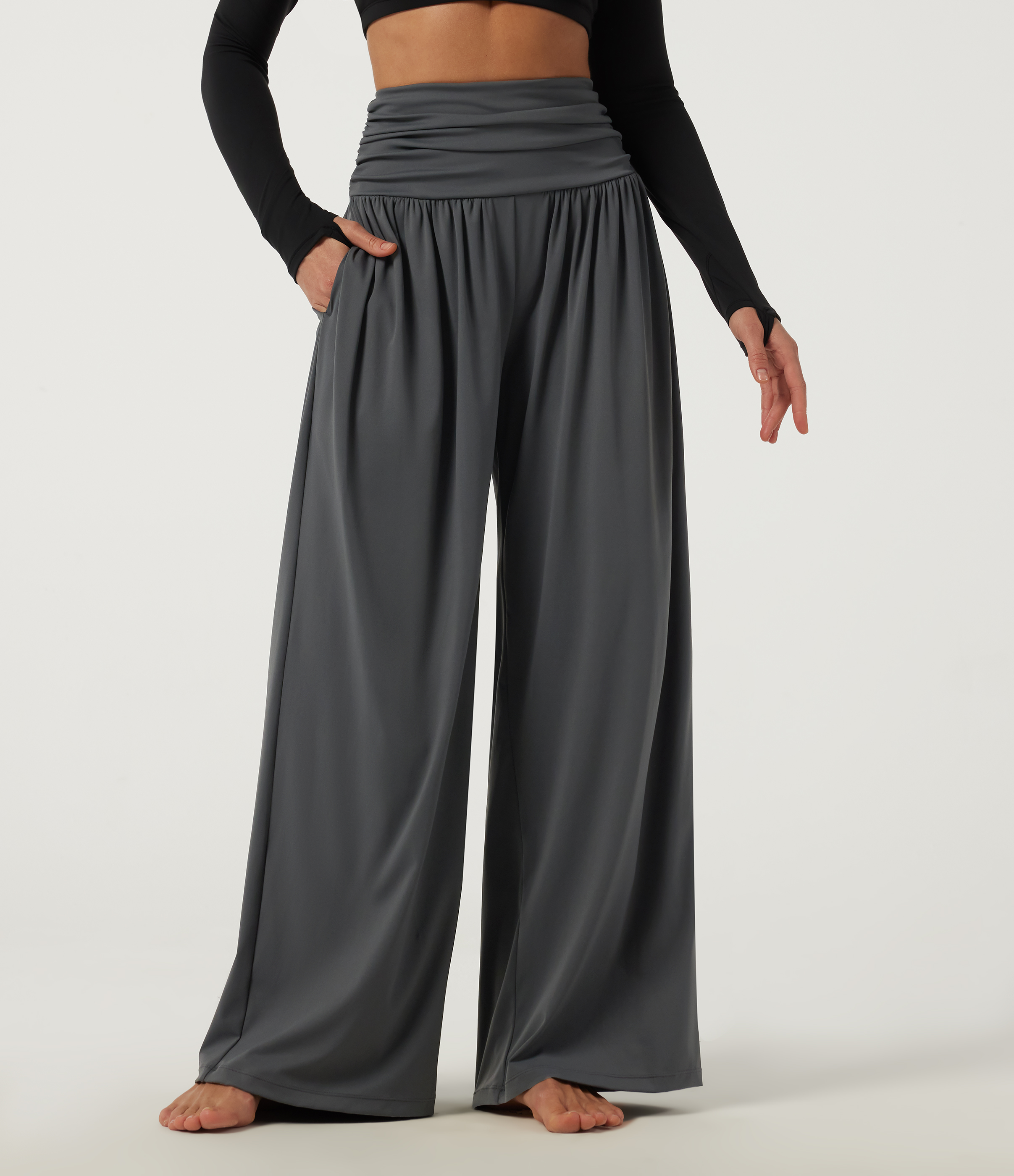 High Waisted Wide Leg Yoga Pants with Pockets
