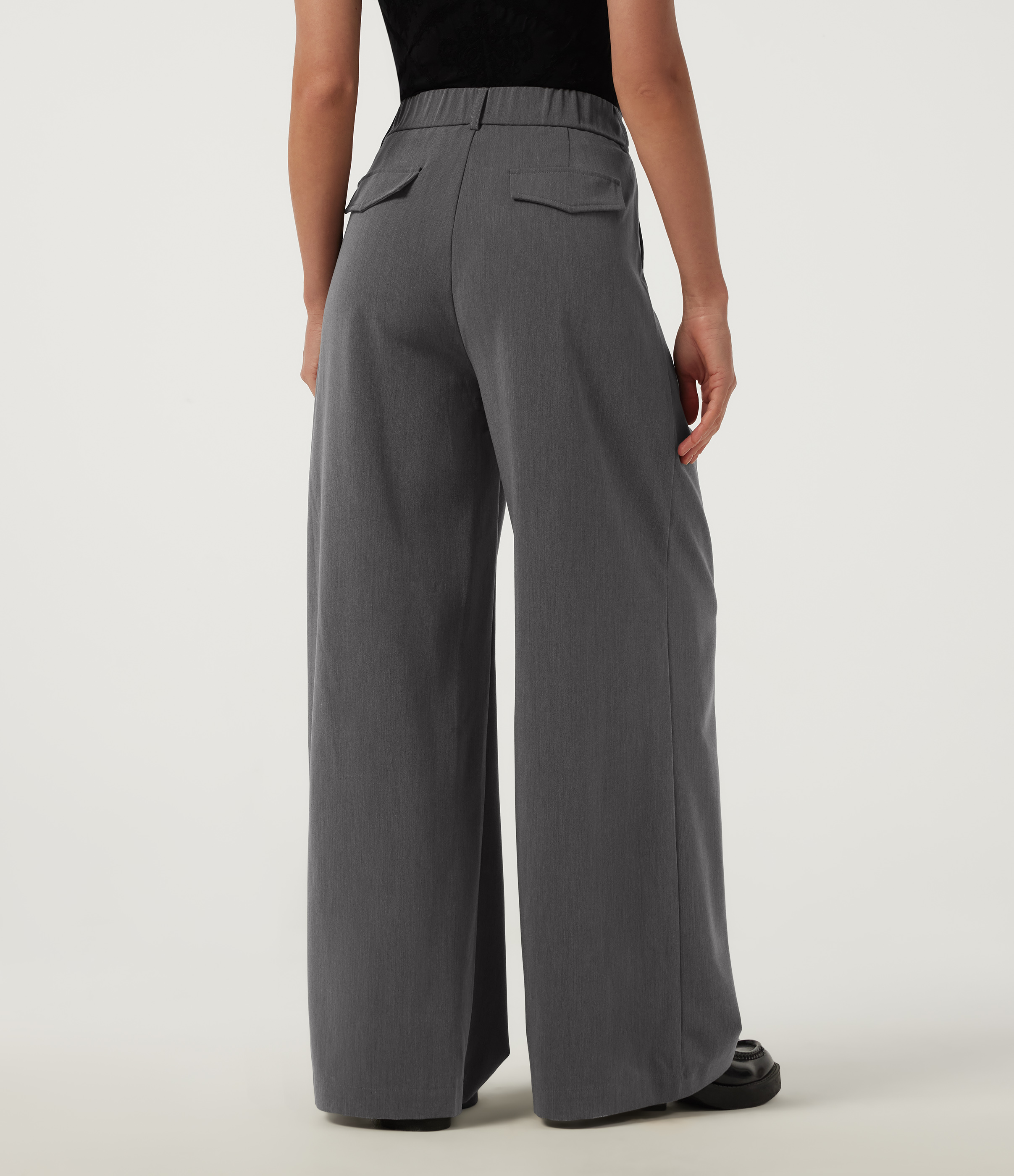 Dark Pewter High Waisted Baggy Work Pants with Pockets / 2