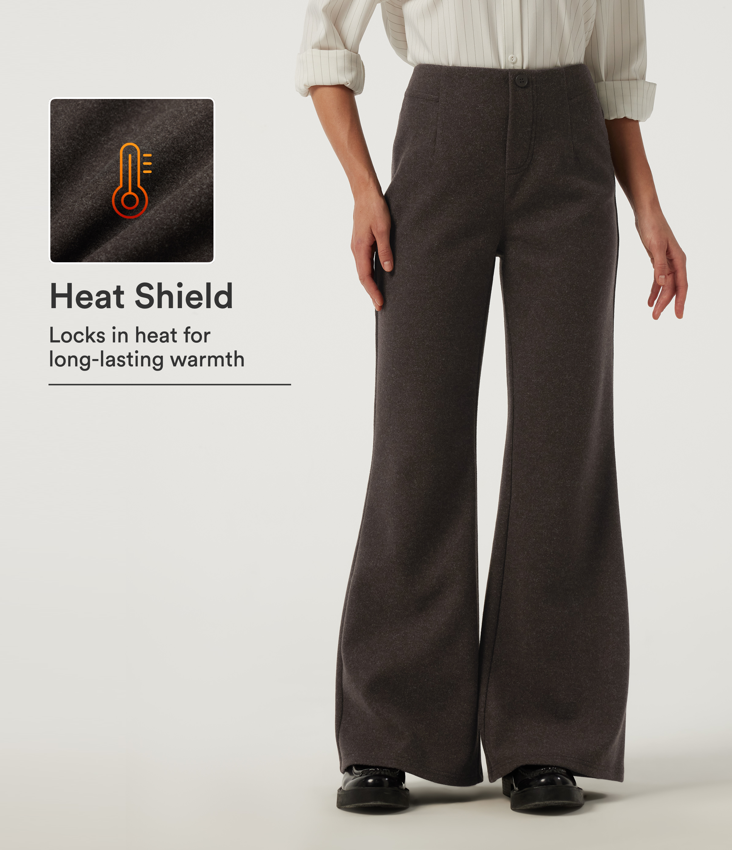Mid Rise Fleece Flare Work Pants