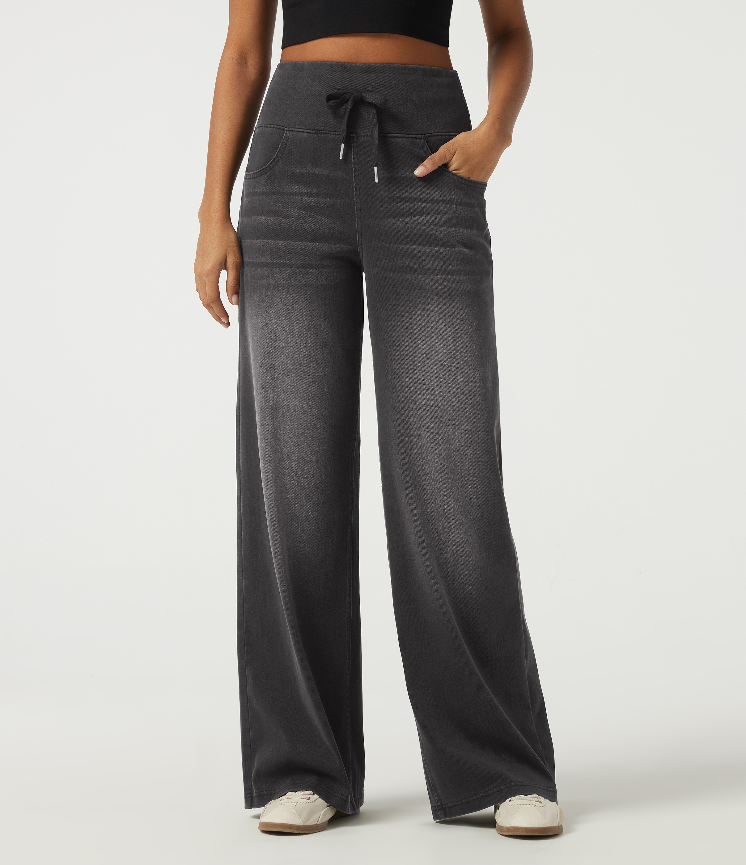 Jean coupe large Halara Flex™ Denim à motifs, taille haute gainante avec cordon de serrage et poches