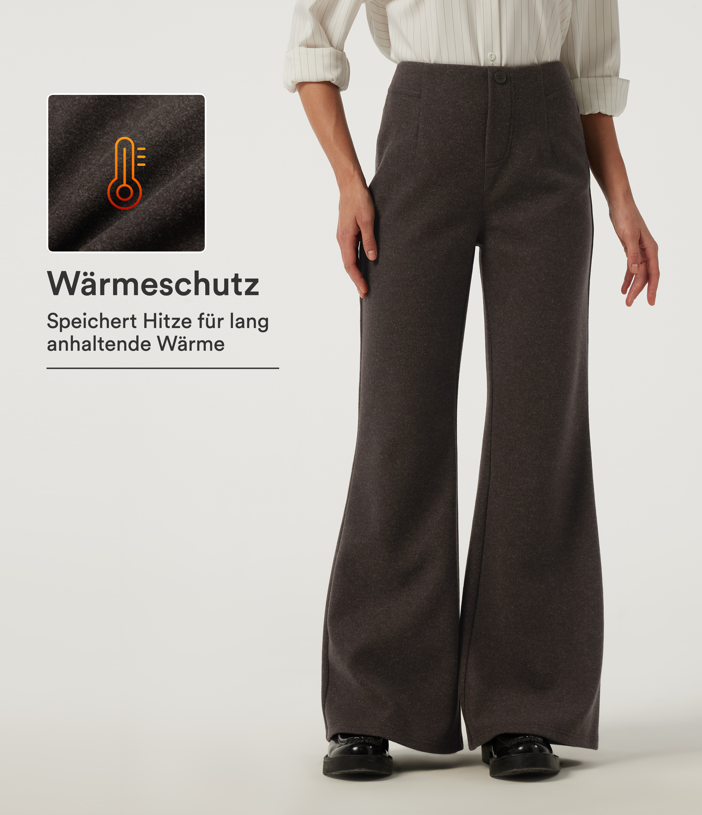Ausgestellte Fleece-Bürohose mit mittelhohem Bund