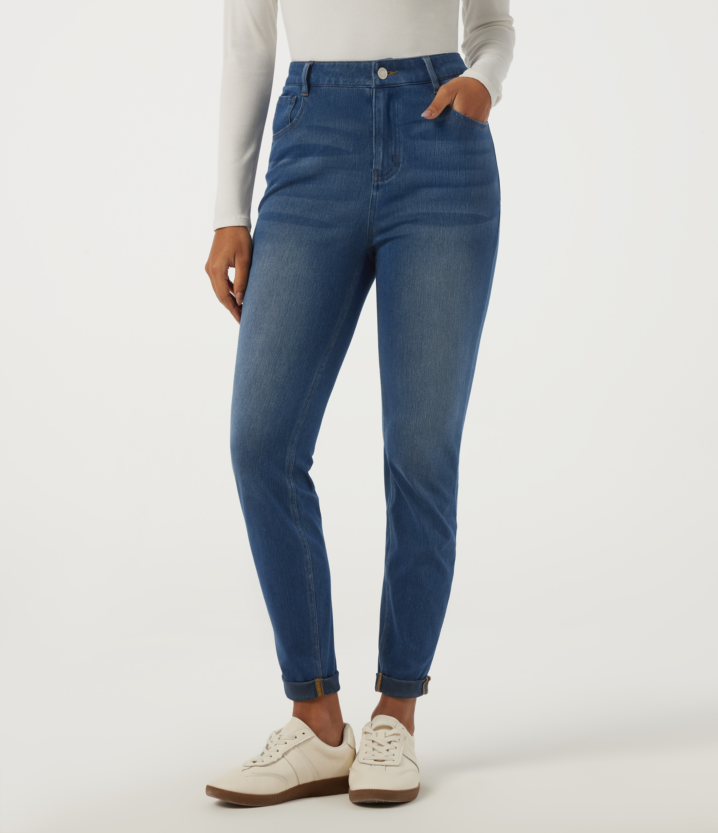 Halara Flex™ High Waisted Skinny Rolled Hem Casual Jeans with Pockets