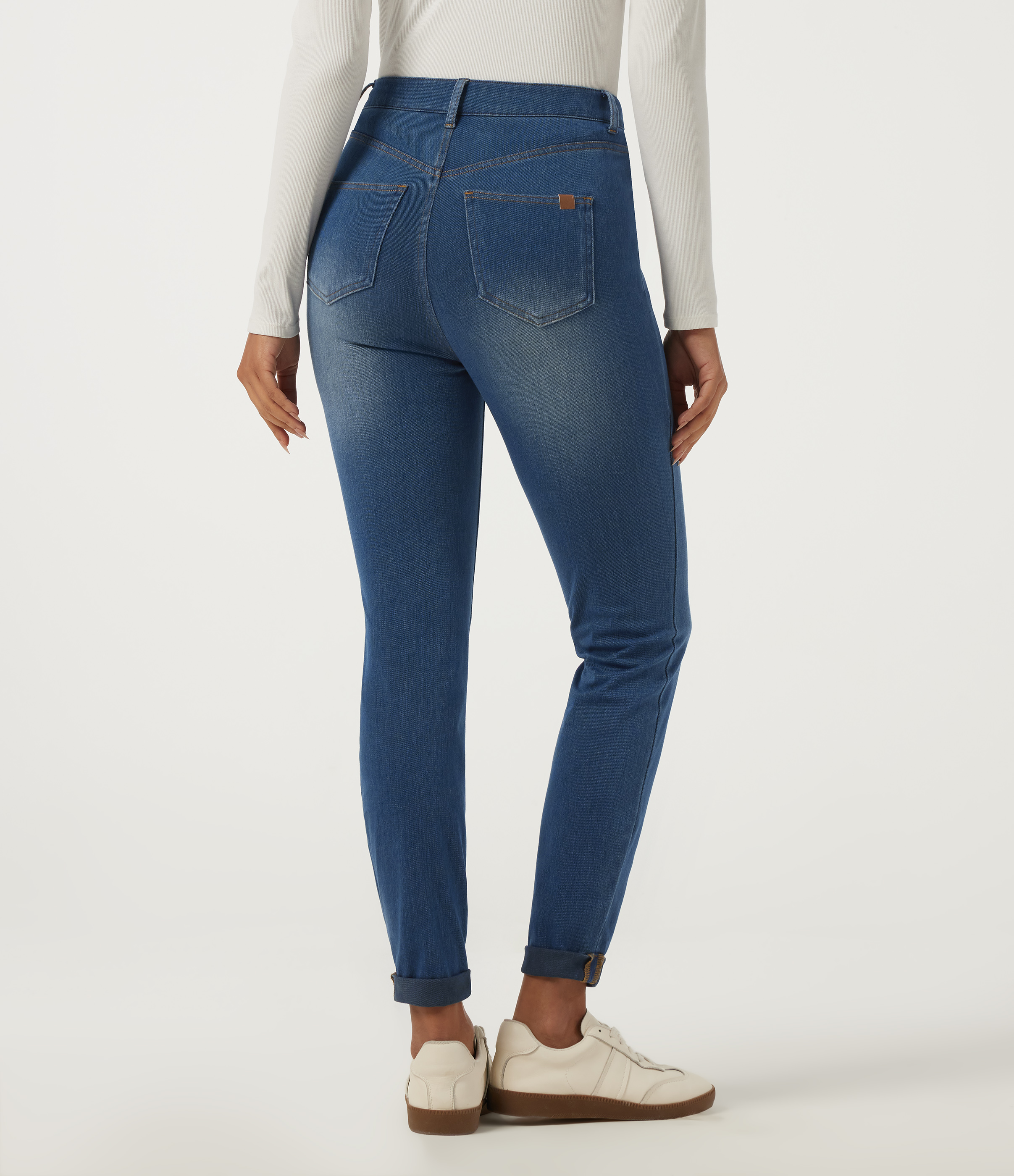 Tide Blue Denim Halara Flex™ High Waisted Skinny Rolled Hem Casual Jeans with Pockets / 2
